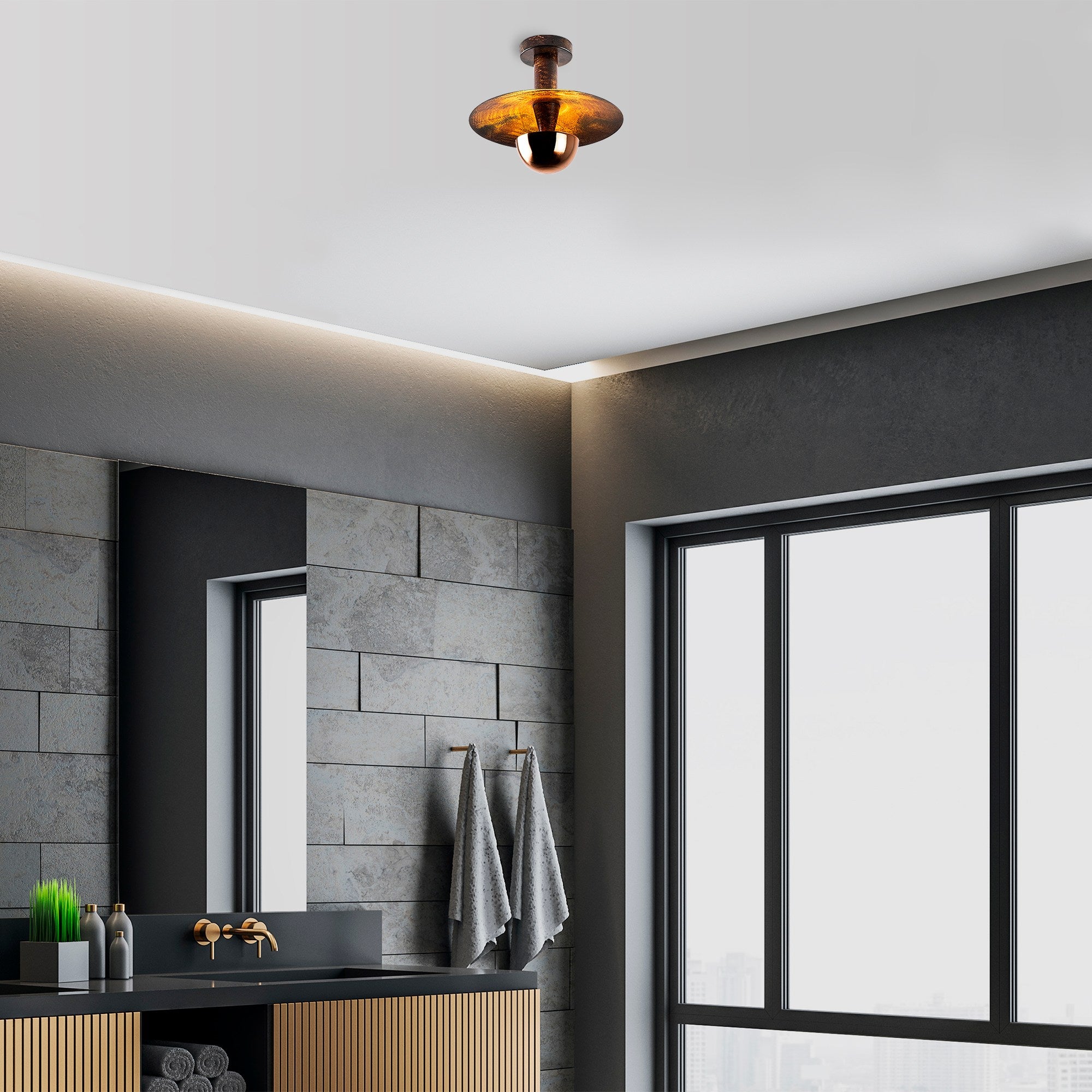 Lampa sufitowa Novelock średnica 28 cm miedziana