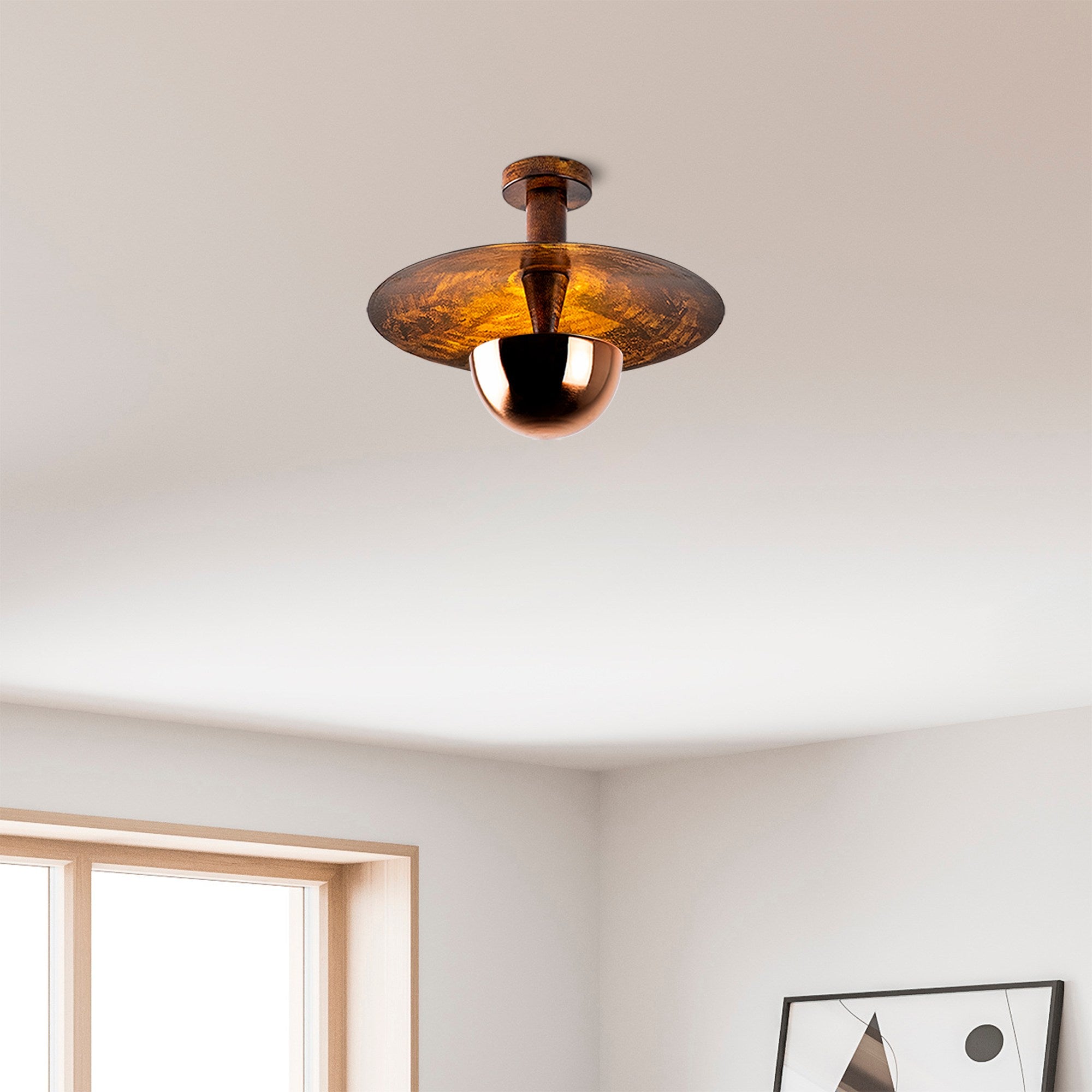Lampa sufitowa Novelock średnica 38 cm miedziana