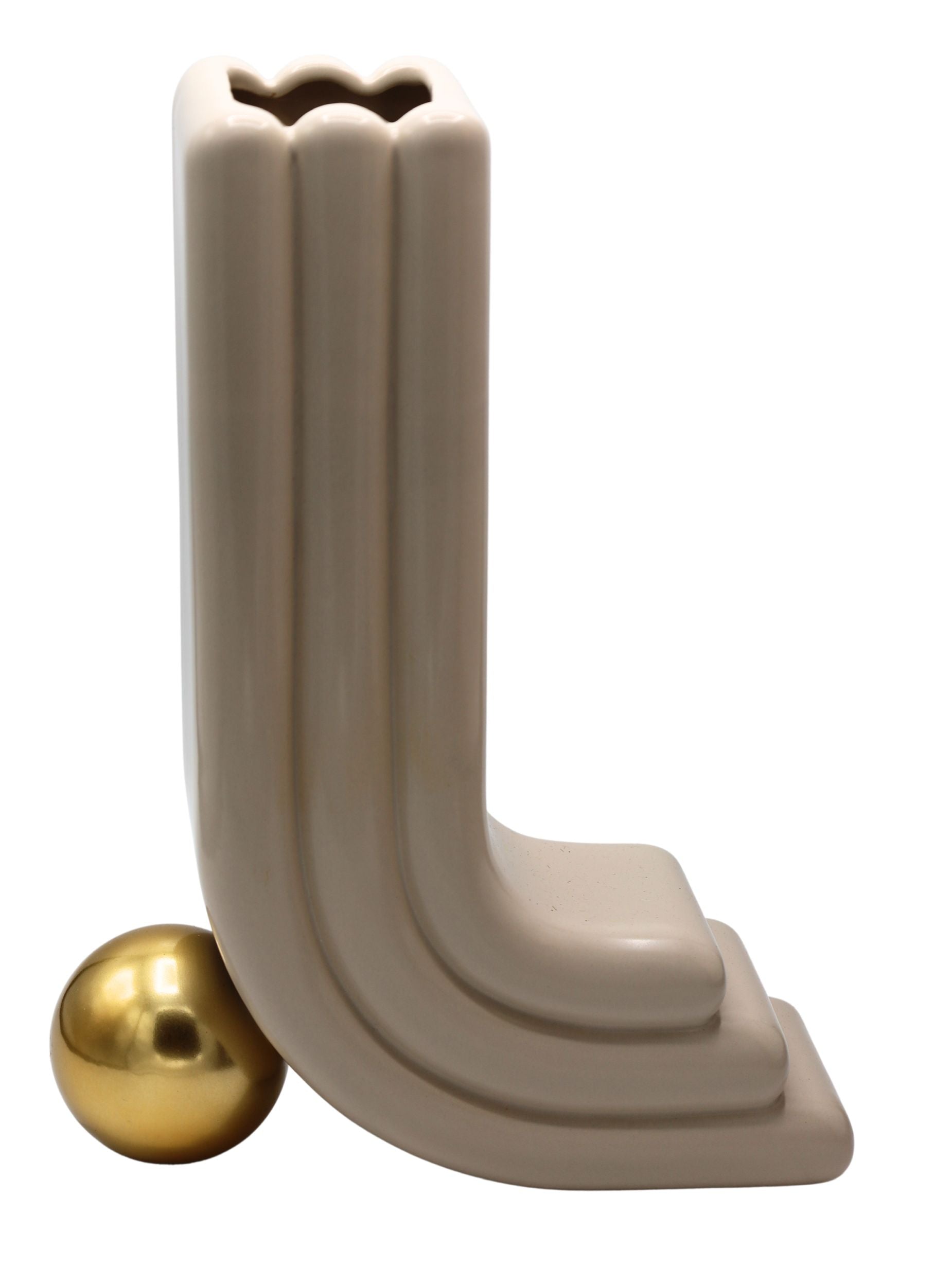 Wazon Hedors ceramiczny złoto-beżowy