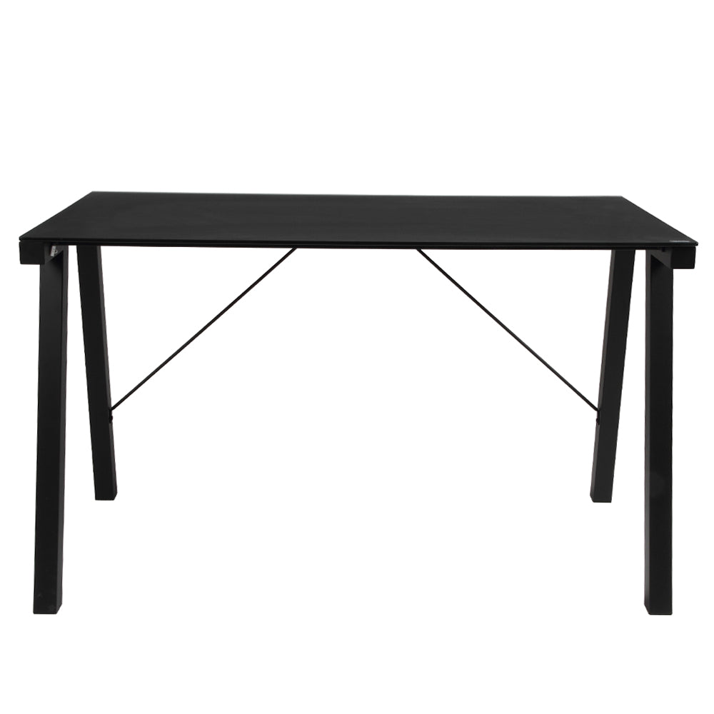 Biurko Badre 125x65 cm czarne ze szklanym blatem