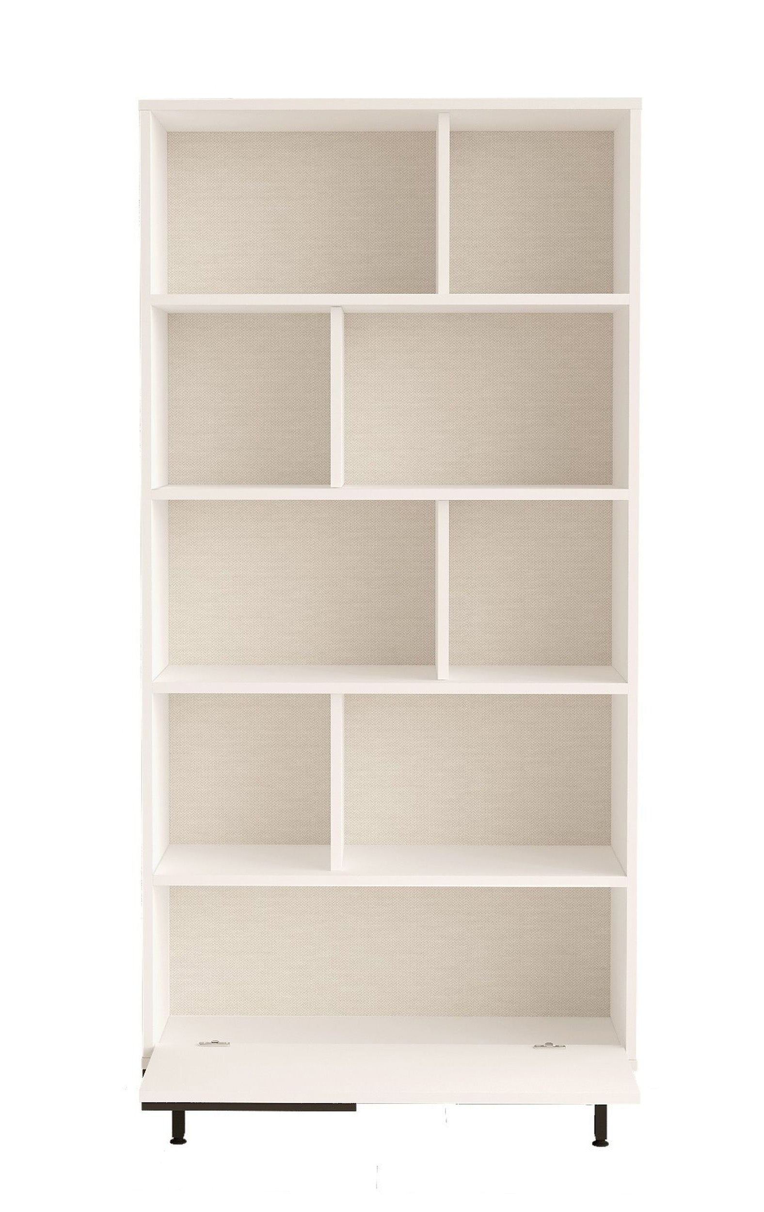 Regał na książki Plunism biały na czarnych nóżkach