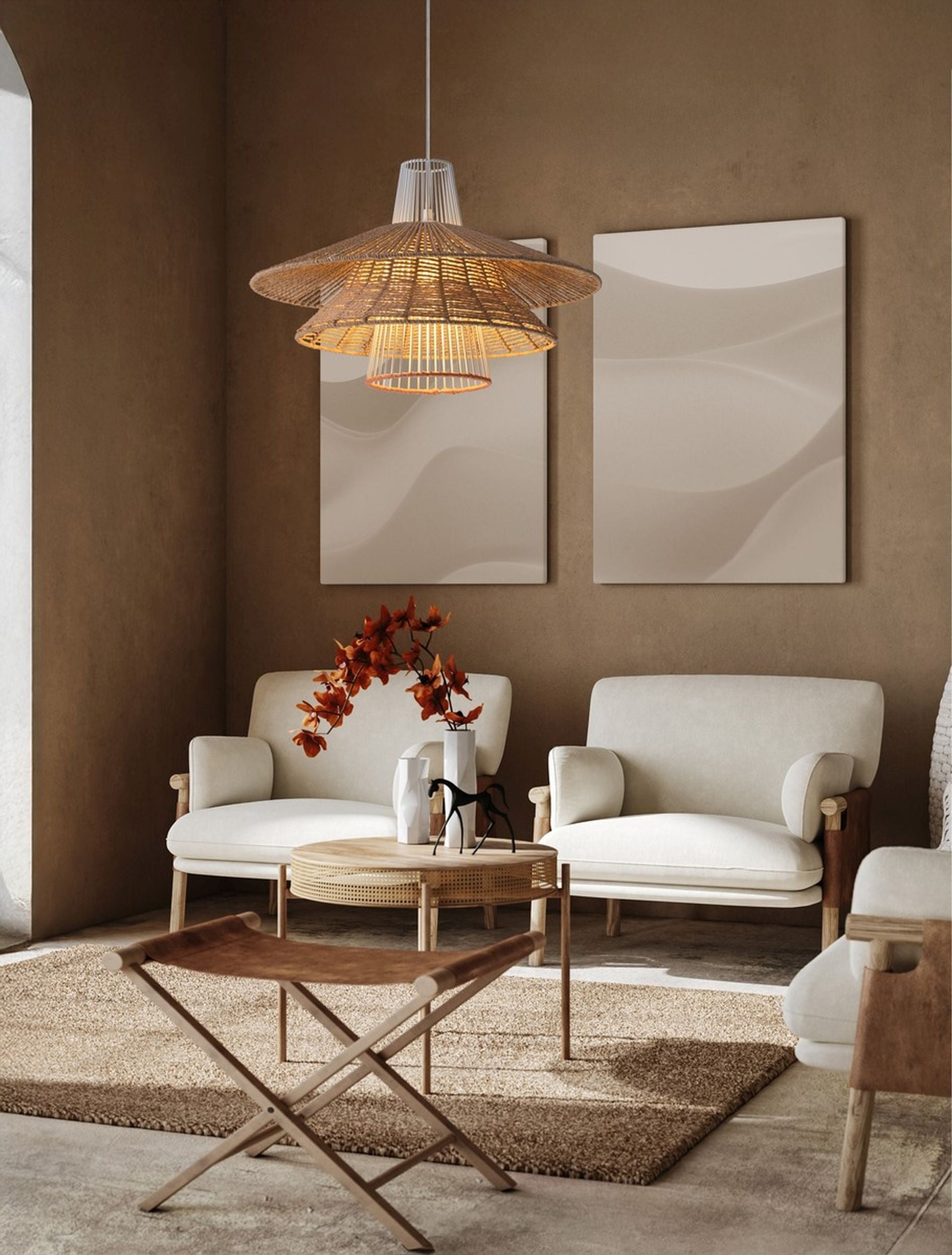 Lampa wisząca Silley brązowo-biała