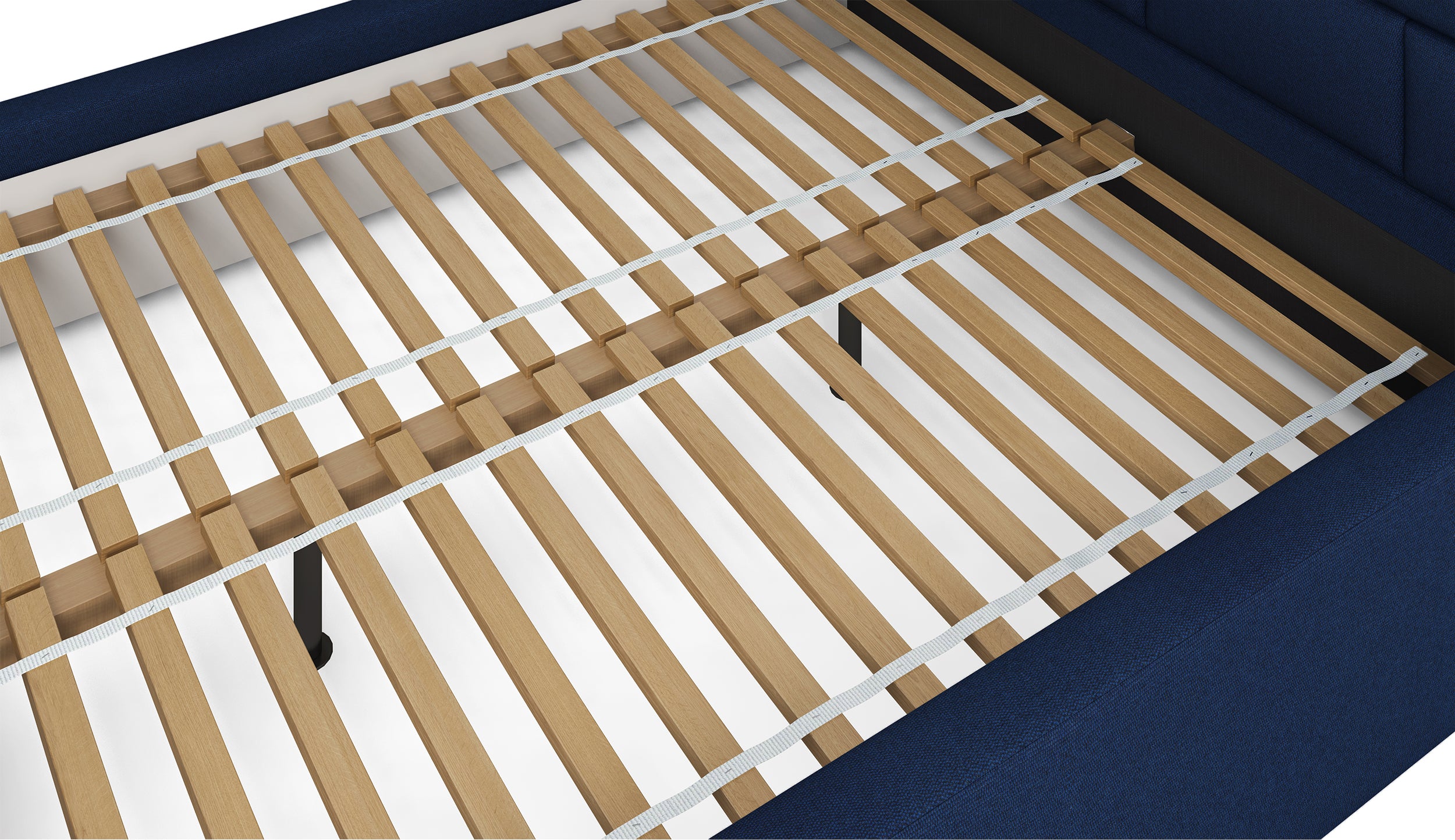 Łóżko tapicerowane 140x200 cm Rinus granatowe w tkaninie hydrofobowej