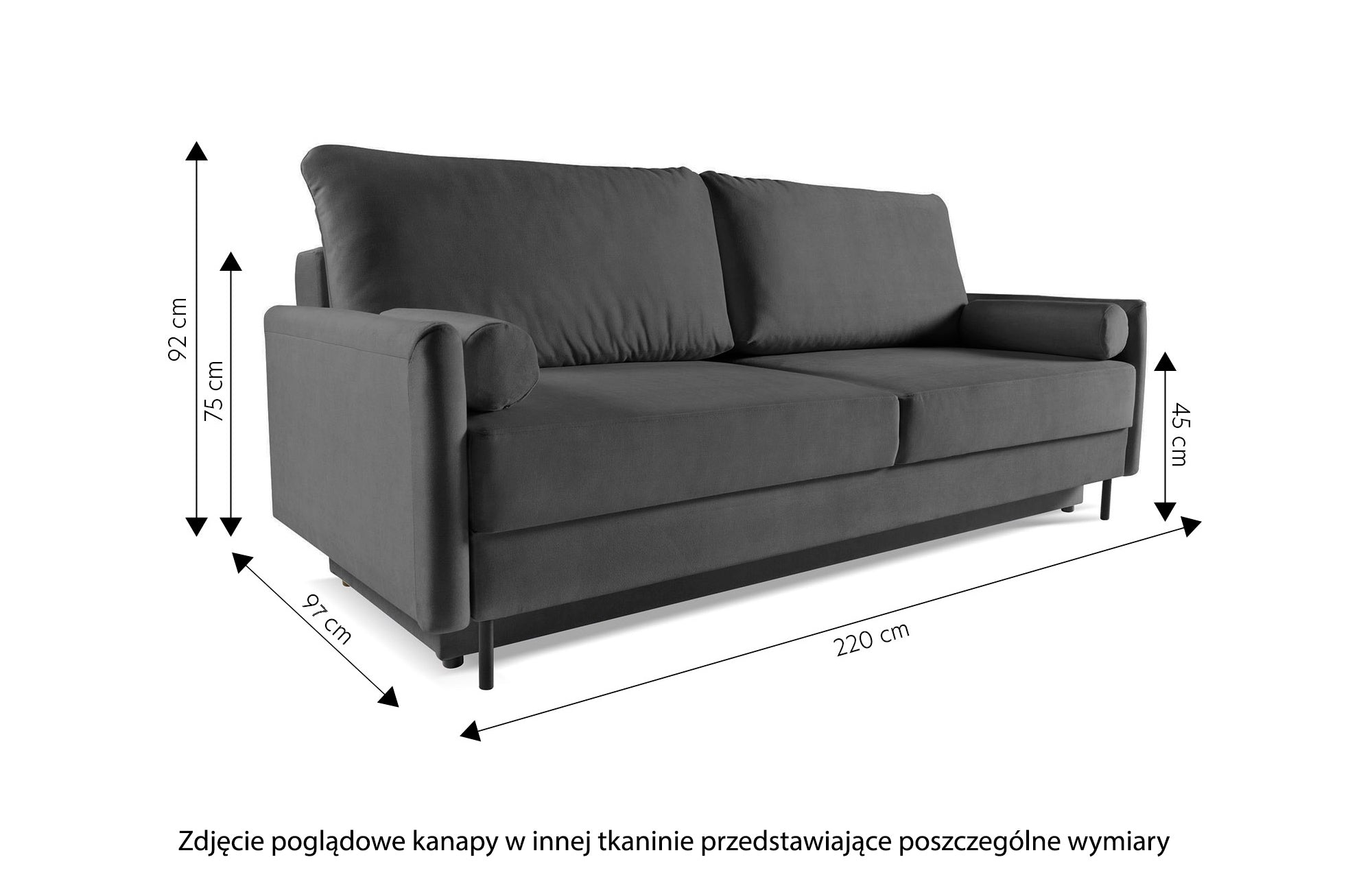 Kanapa rozkładana trzyosobowa Tomonde z pojemnikiem butelkowa zieleń welur łatwoczyszczący