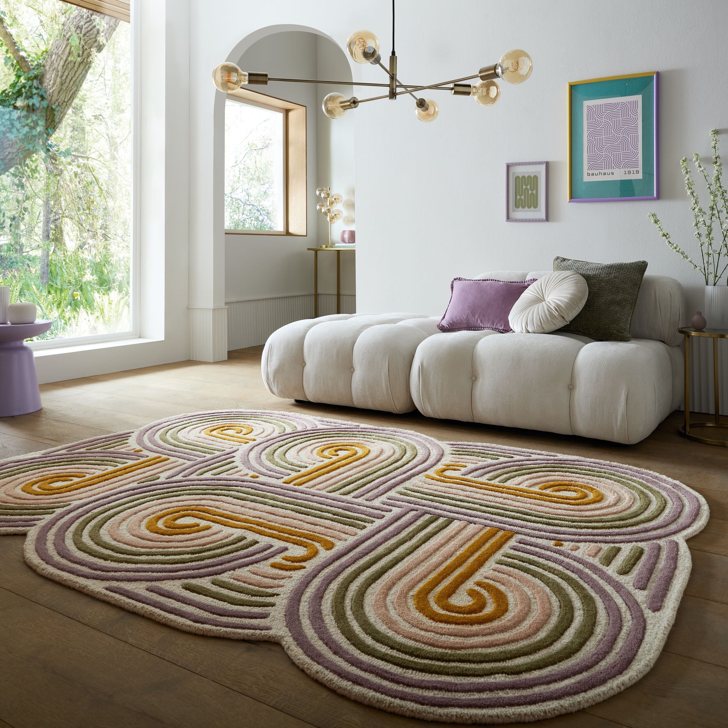 Dywan wełniany ręcznie wykonany Spiral 160x230 cm zielony