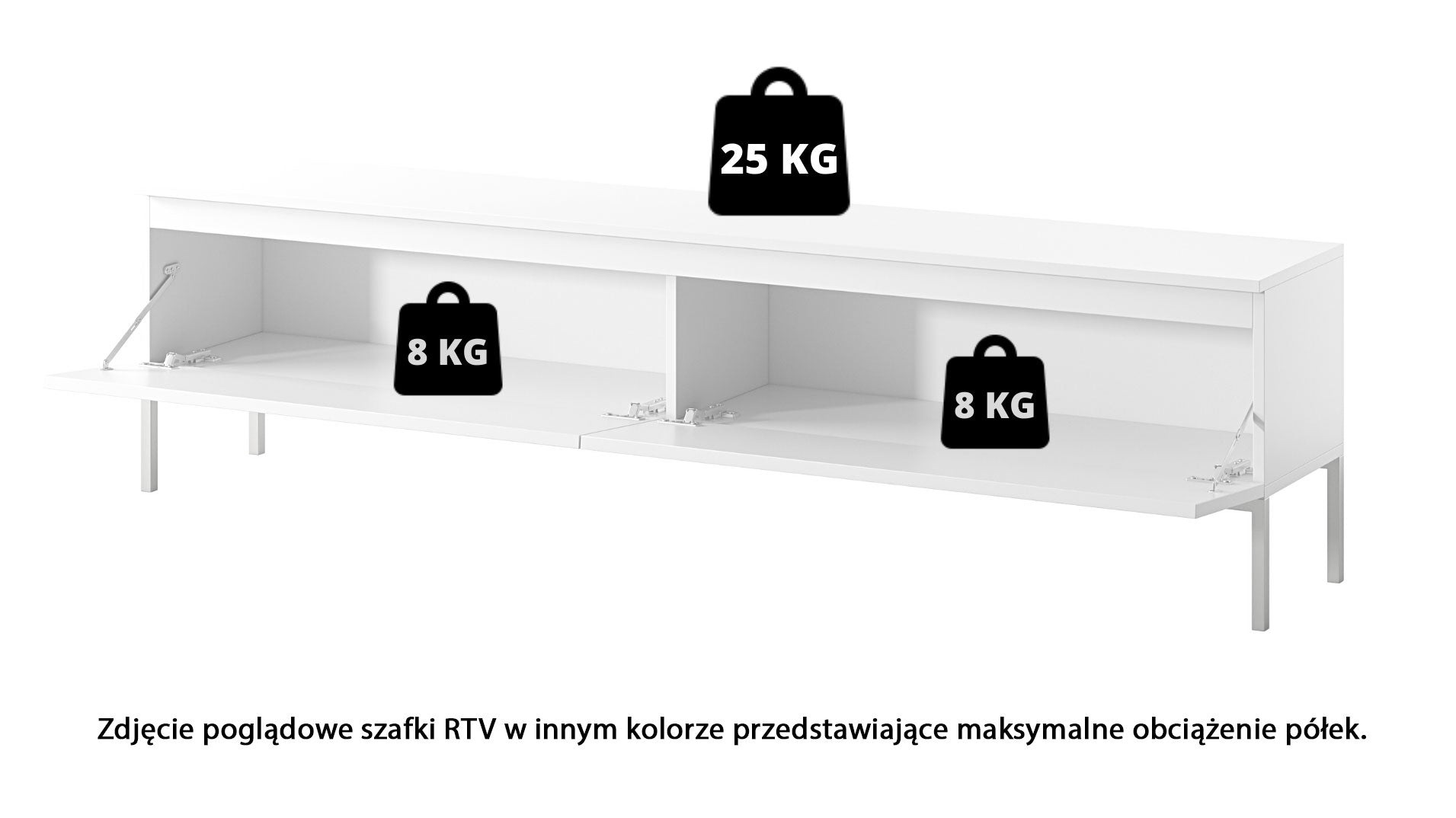 Szafka RTV Bemmi 175 cm czarna ze złotymi nogami
