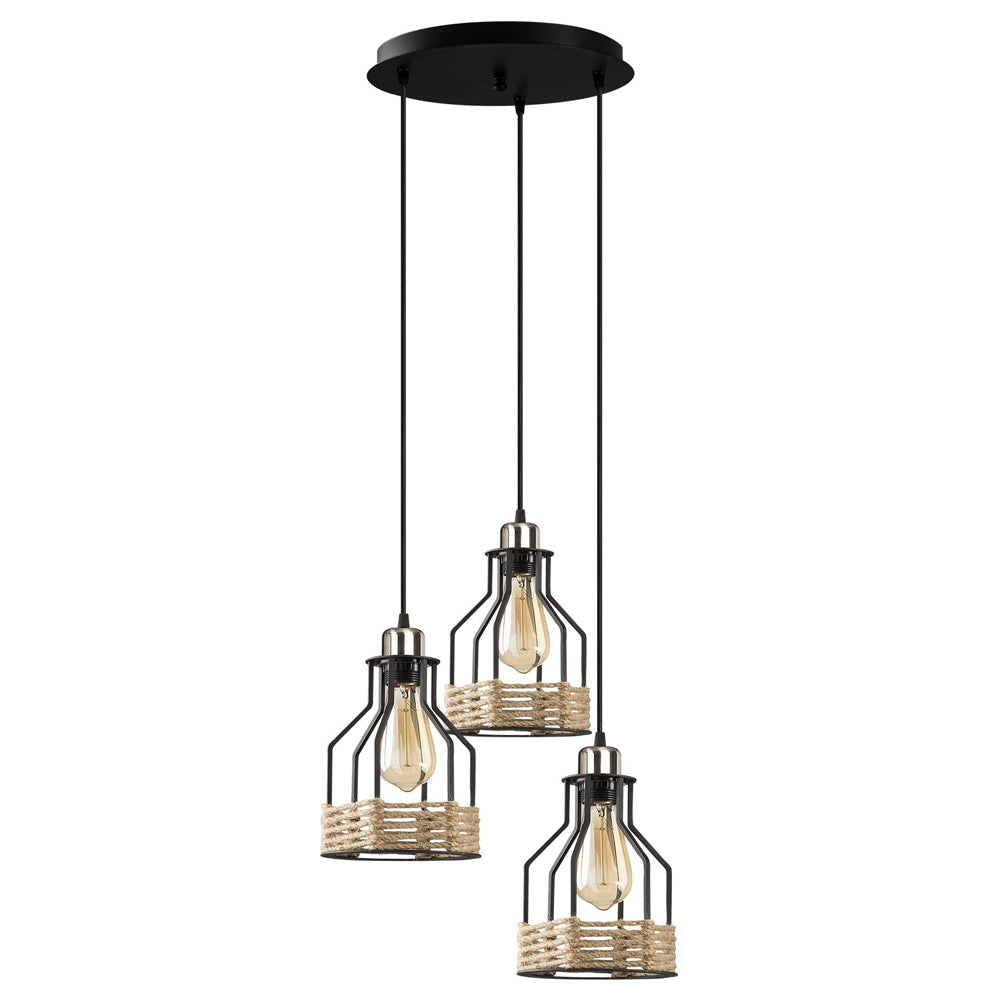 Lampa wisząca Trunica x3 kaskada czarna