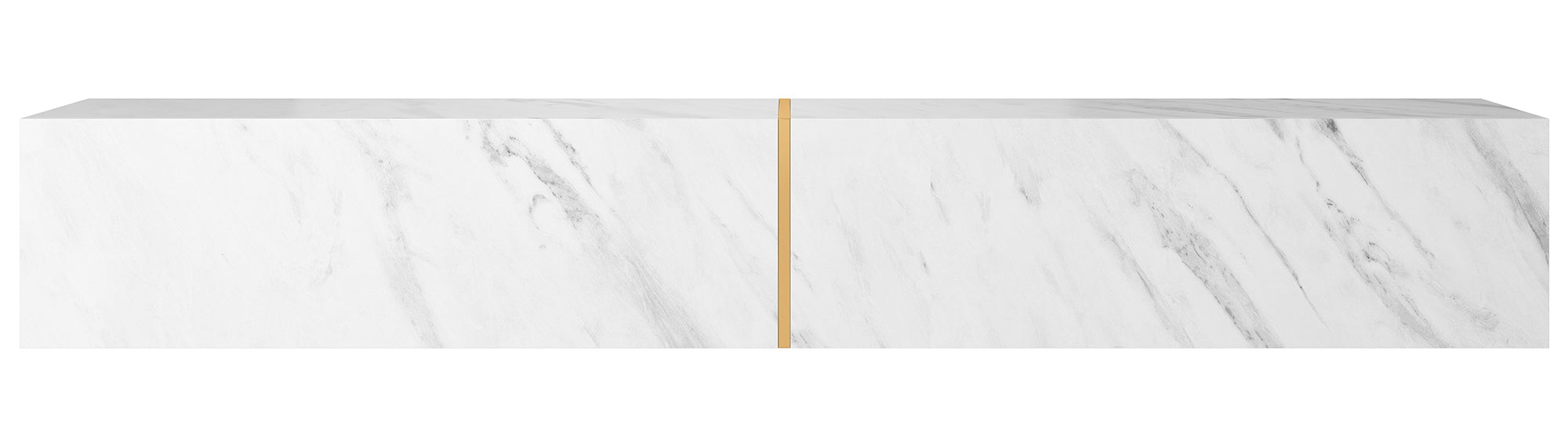 Szafka RTV Bisira 200 cm biały marmur ze złotą wstawką