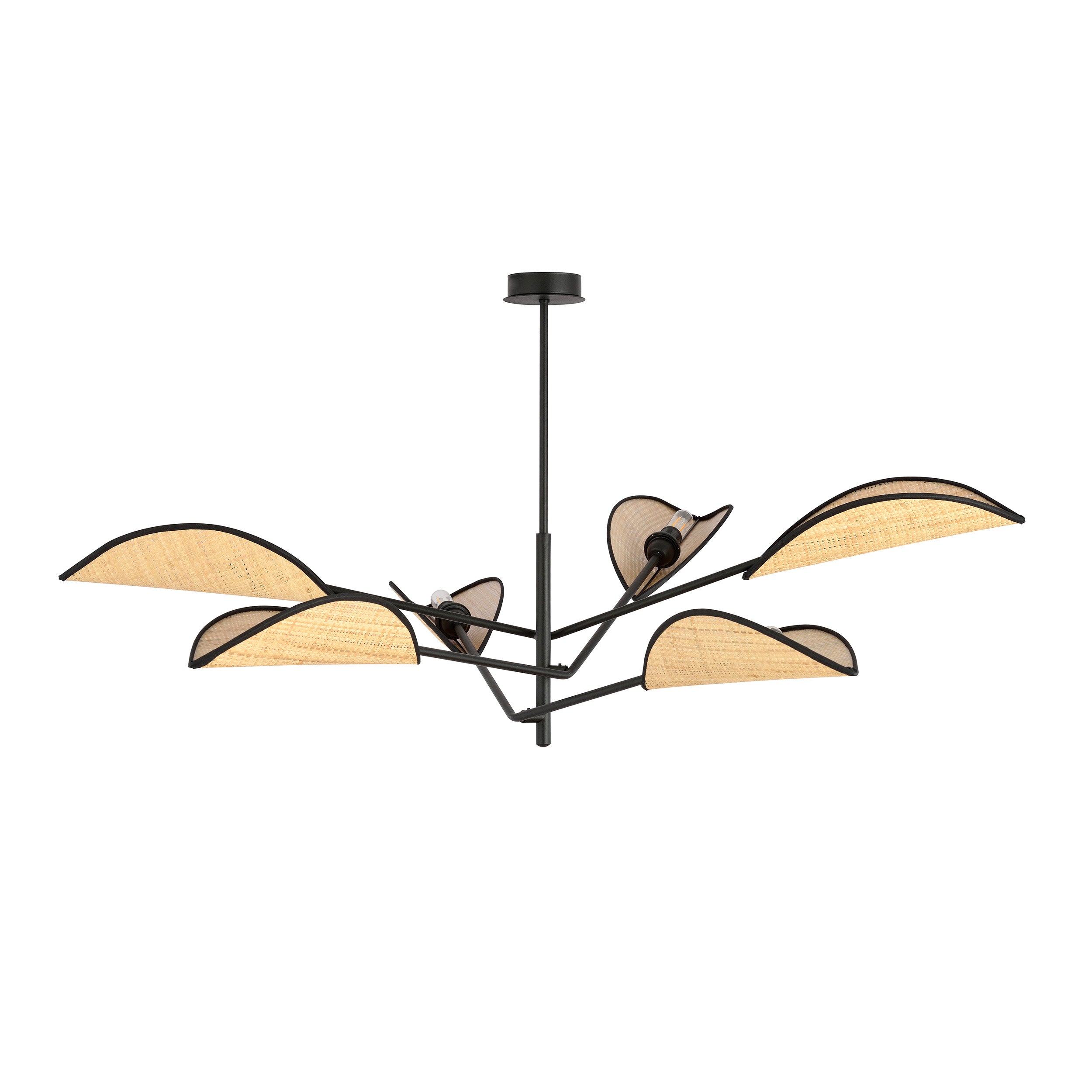 Lampa sufitowa Shintor x6 czarno-rattanowa