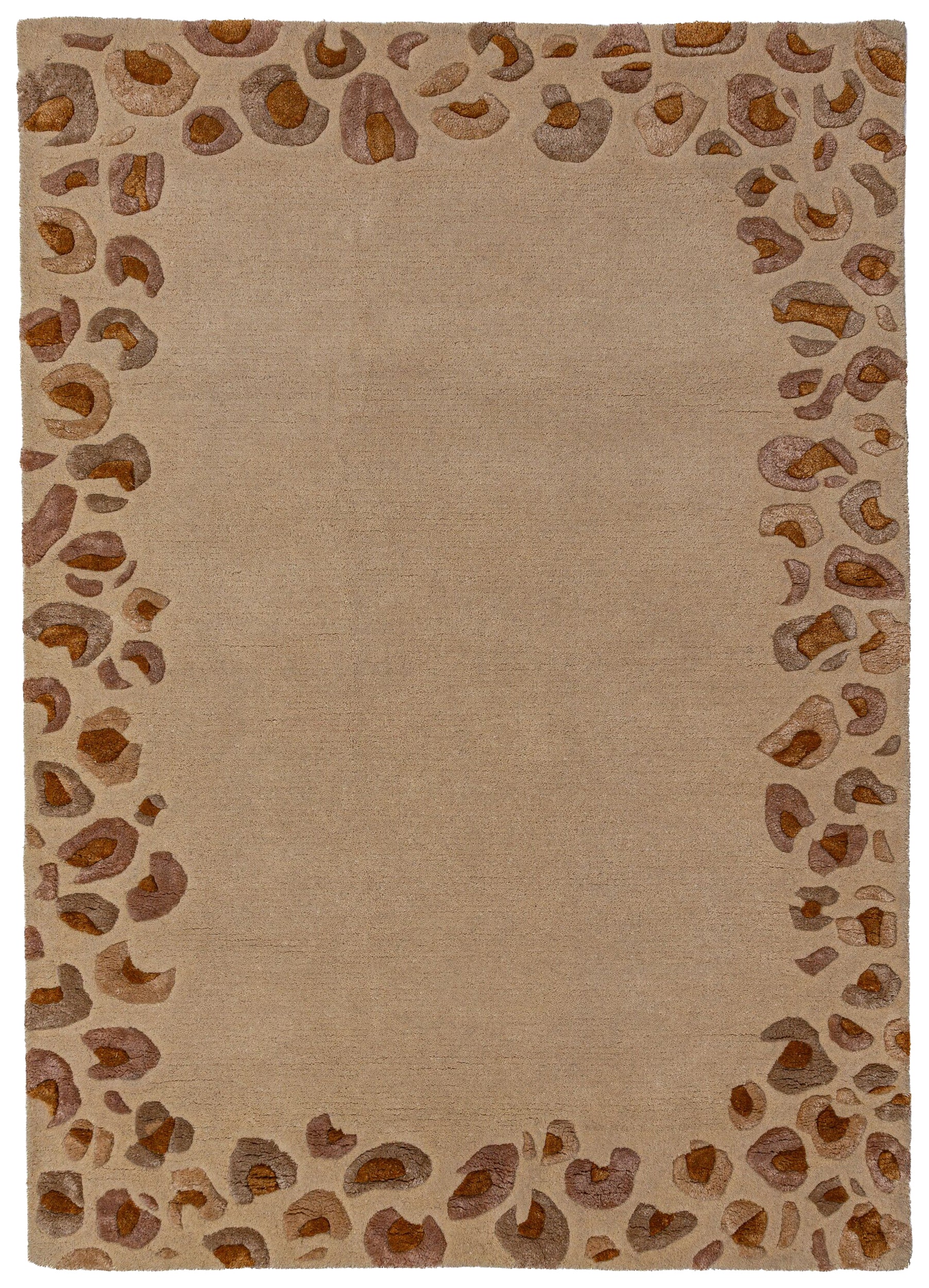 Dywan z wełną Leopard Frame 140x200 cm beżowy