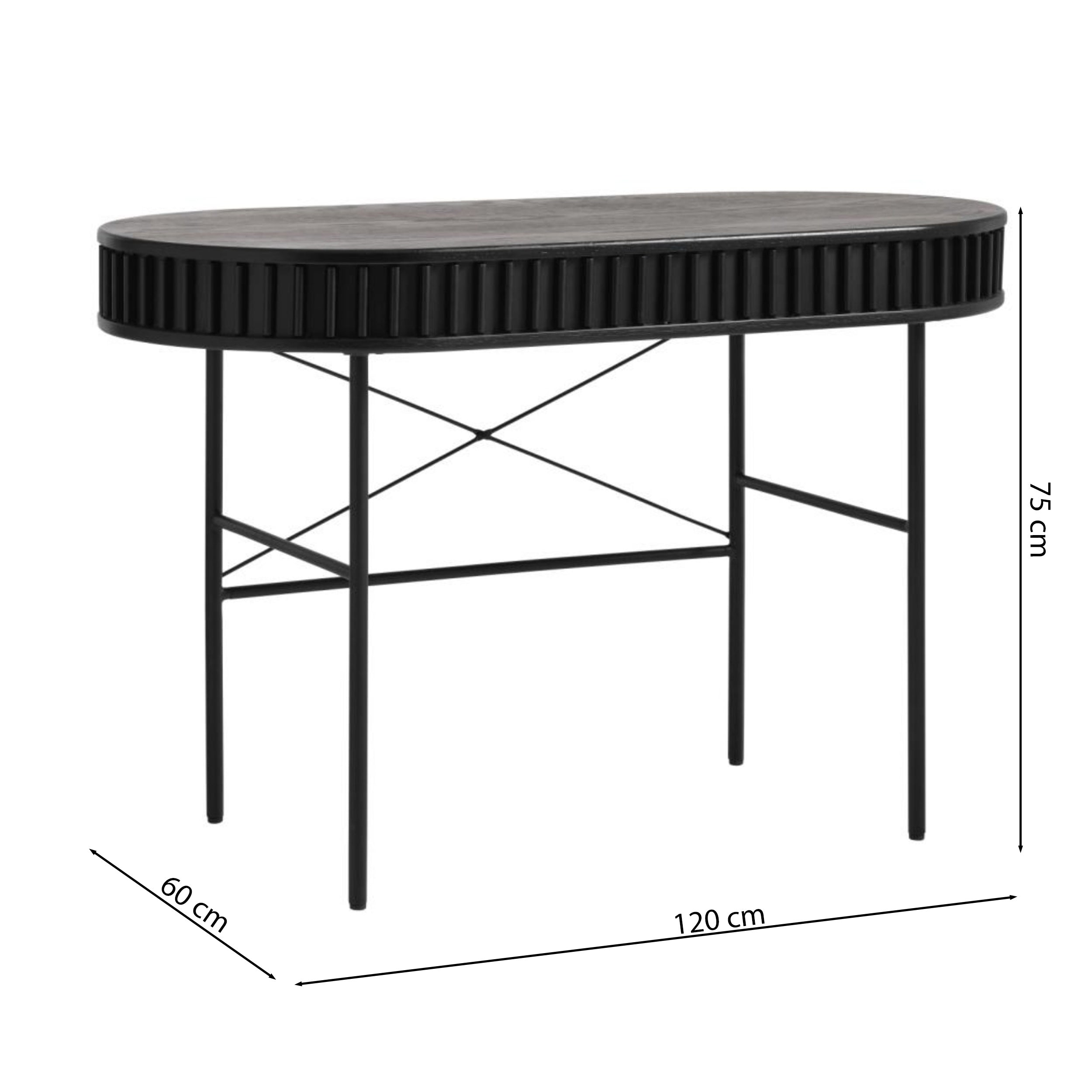 Biurko Ovitties 120x60 cm czarne lamele