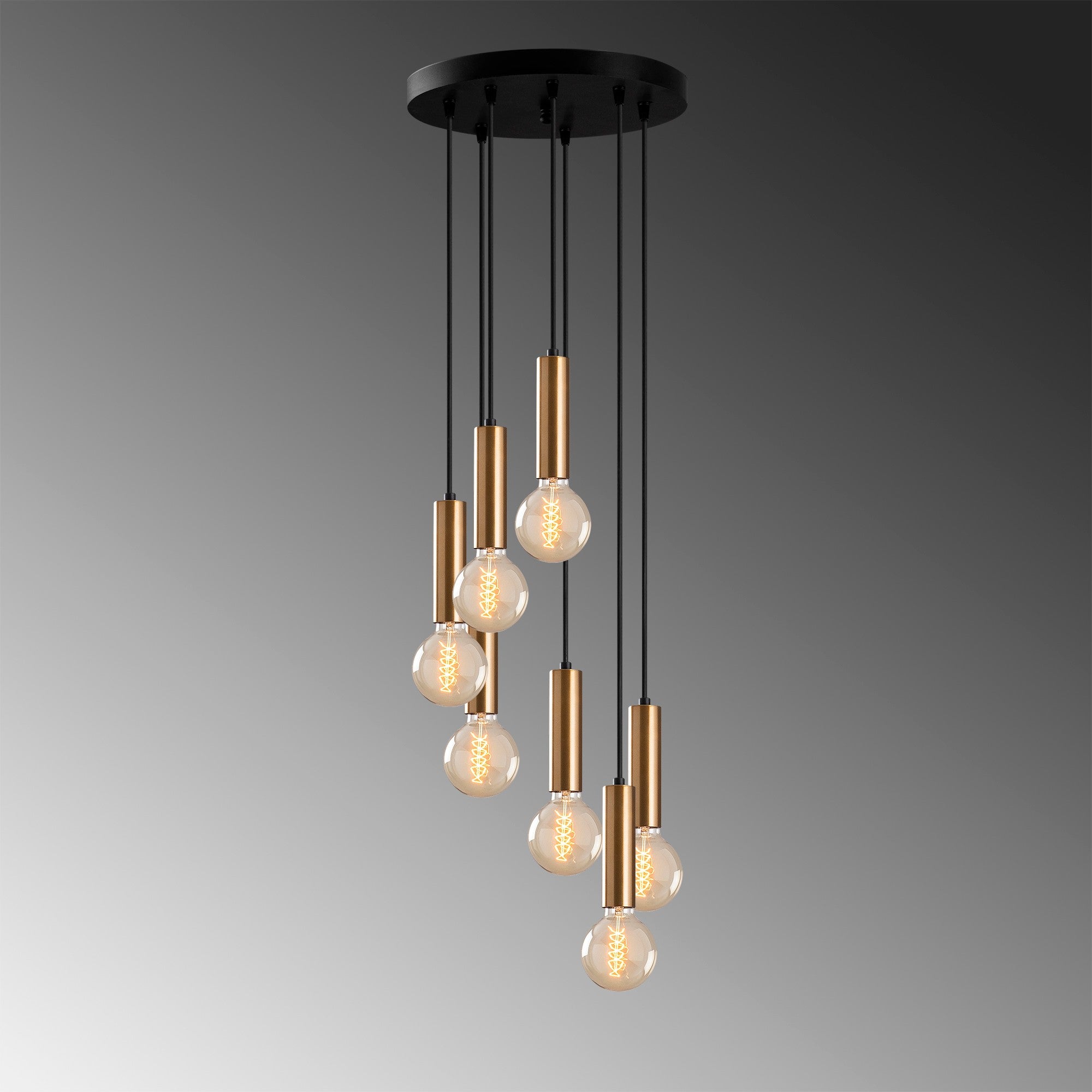 Lampa wisząca Thestly x7 czarno-złota
