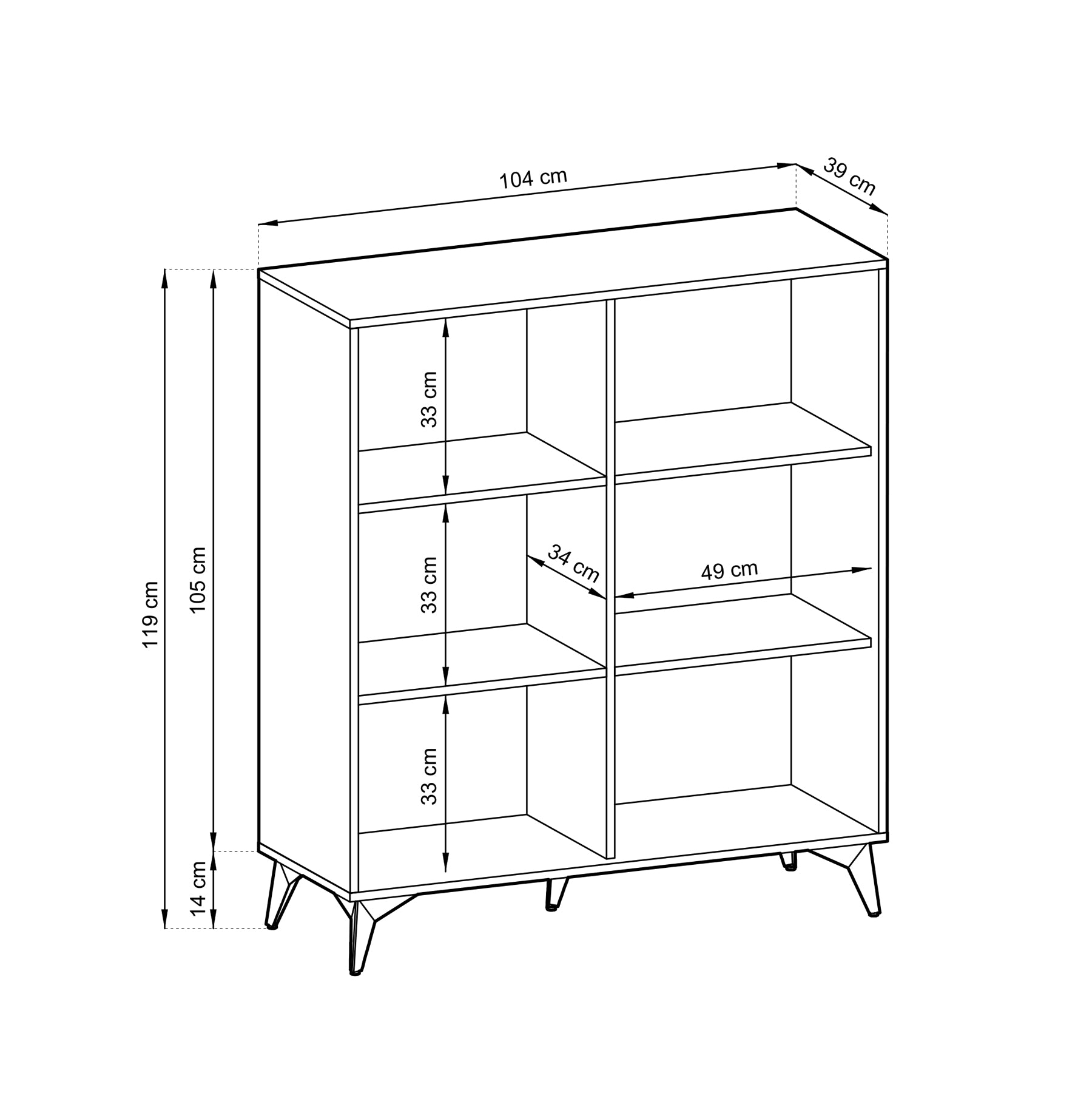 Komoda wysoka dwudrzwiowa Boulia 104 cm czarna/dąb Evoke jodełka