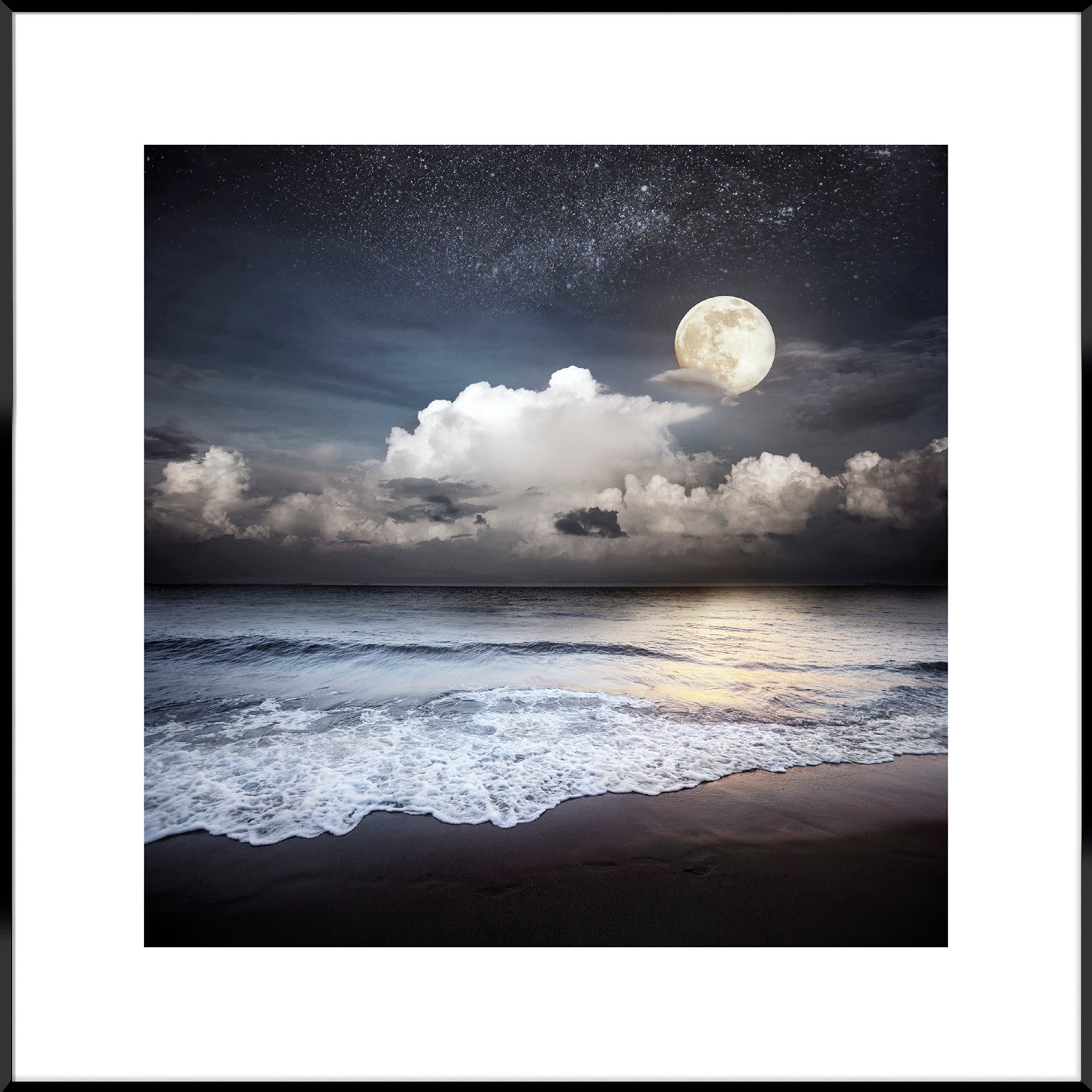 Obraz w czarnej ramie Moon Beach 50x50 cm