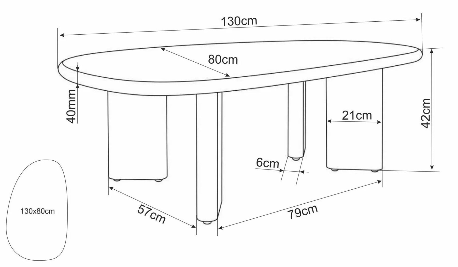Stolik kawowy Alpen 130x80 cm dąb naturalny mikrocement