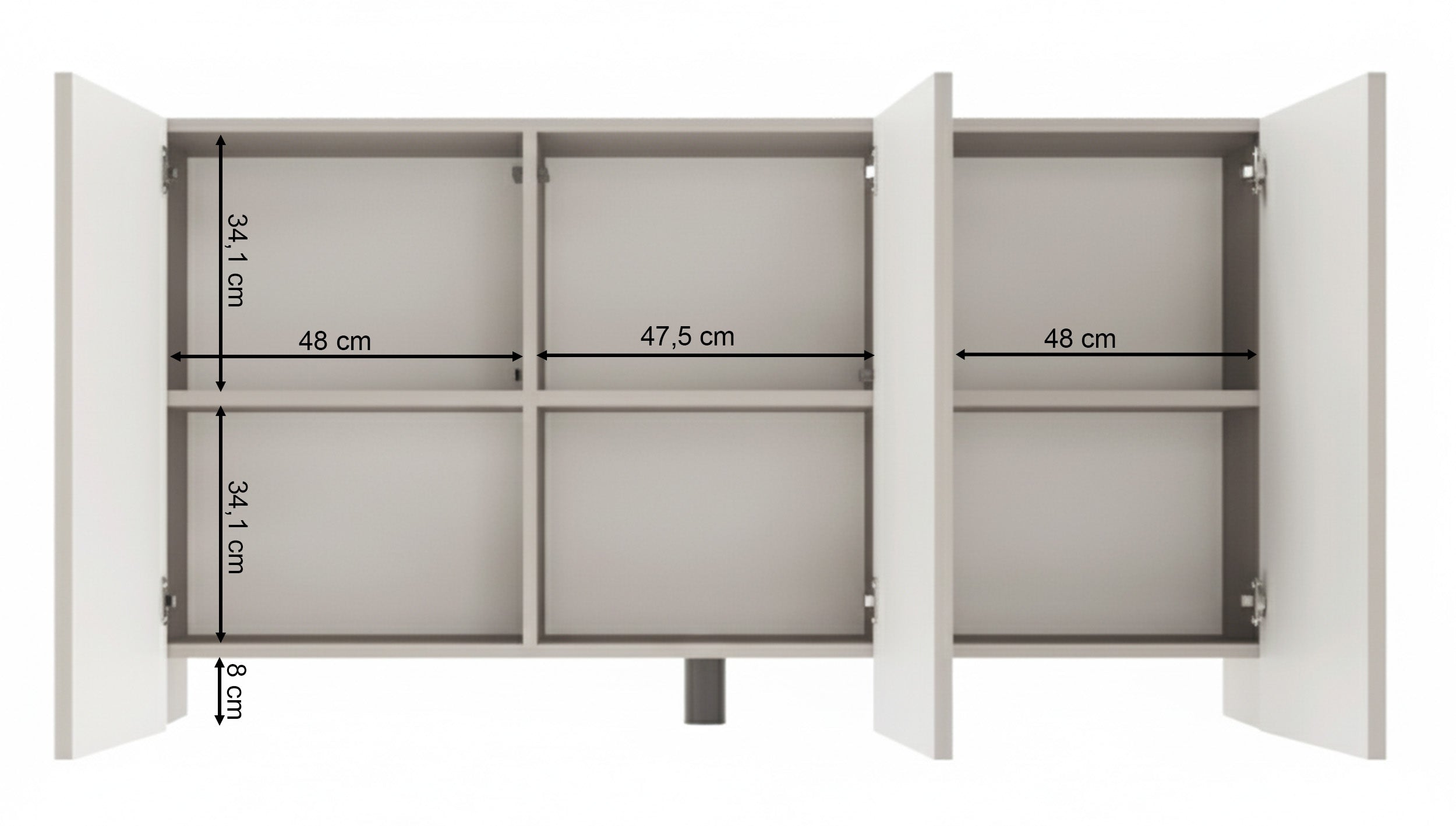 Komoda trzydrzwiowa Arkadia z frezowanymi frontami 150 cm kaszmir