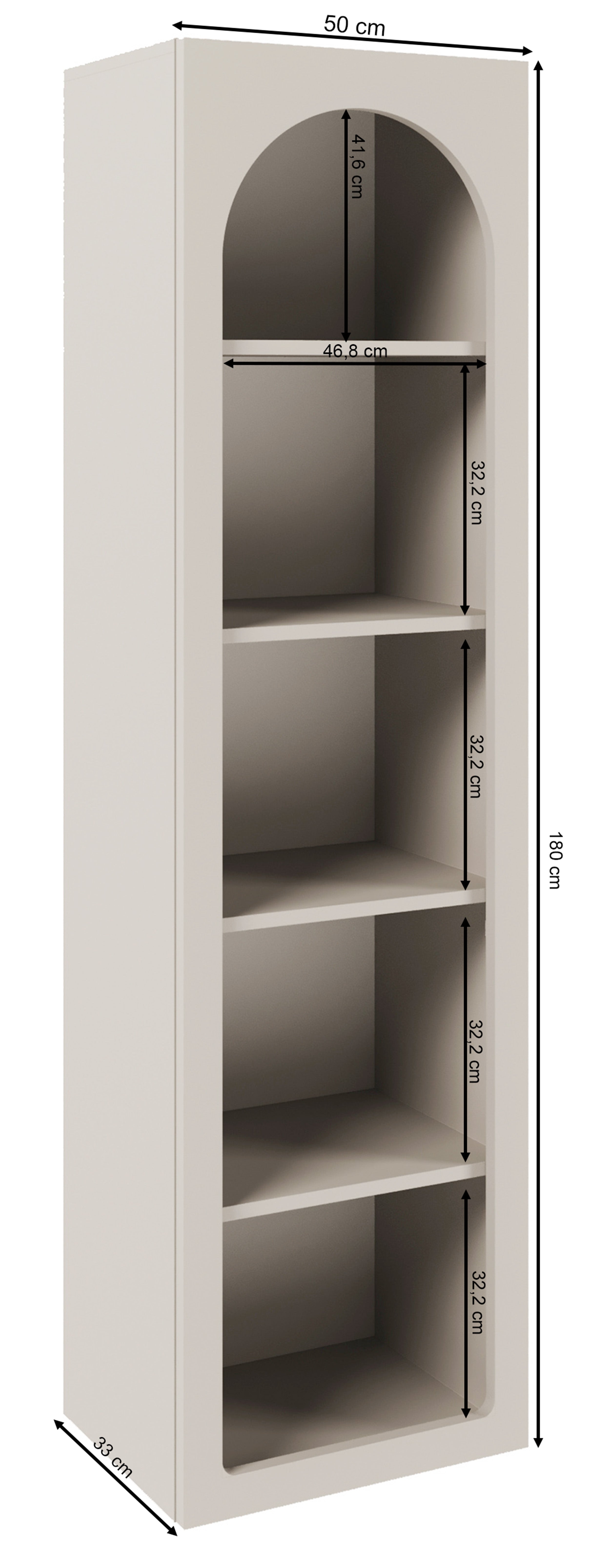 Regał otwarty Arkadia z pięcioma półkami 50 cm kaszmir