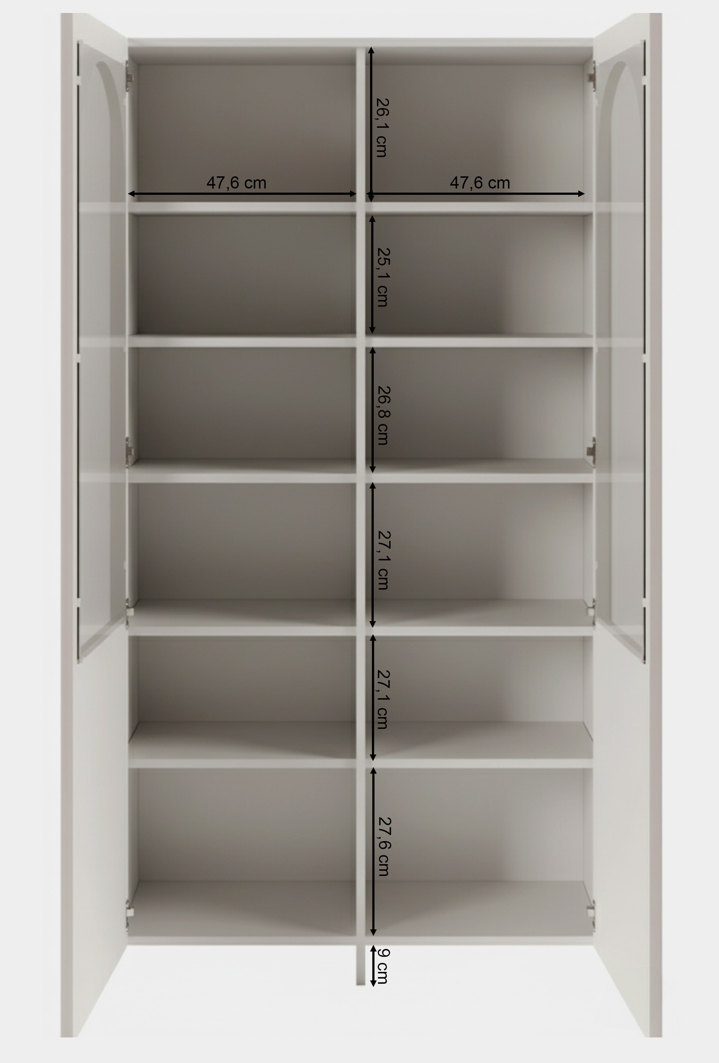 Witryna dwudrzwiowa Arkadia z frezowanymi i szklanymi frontami 100 cm kaszmir