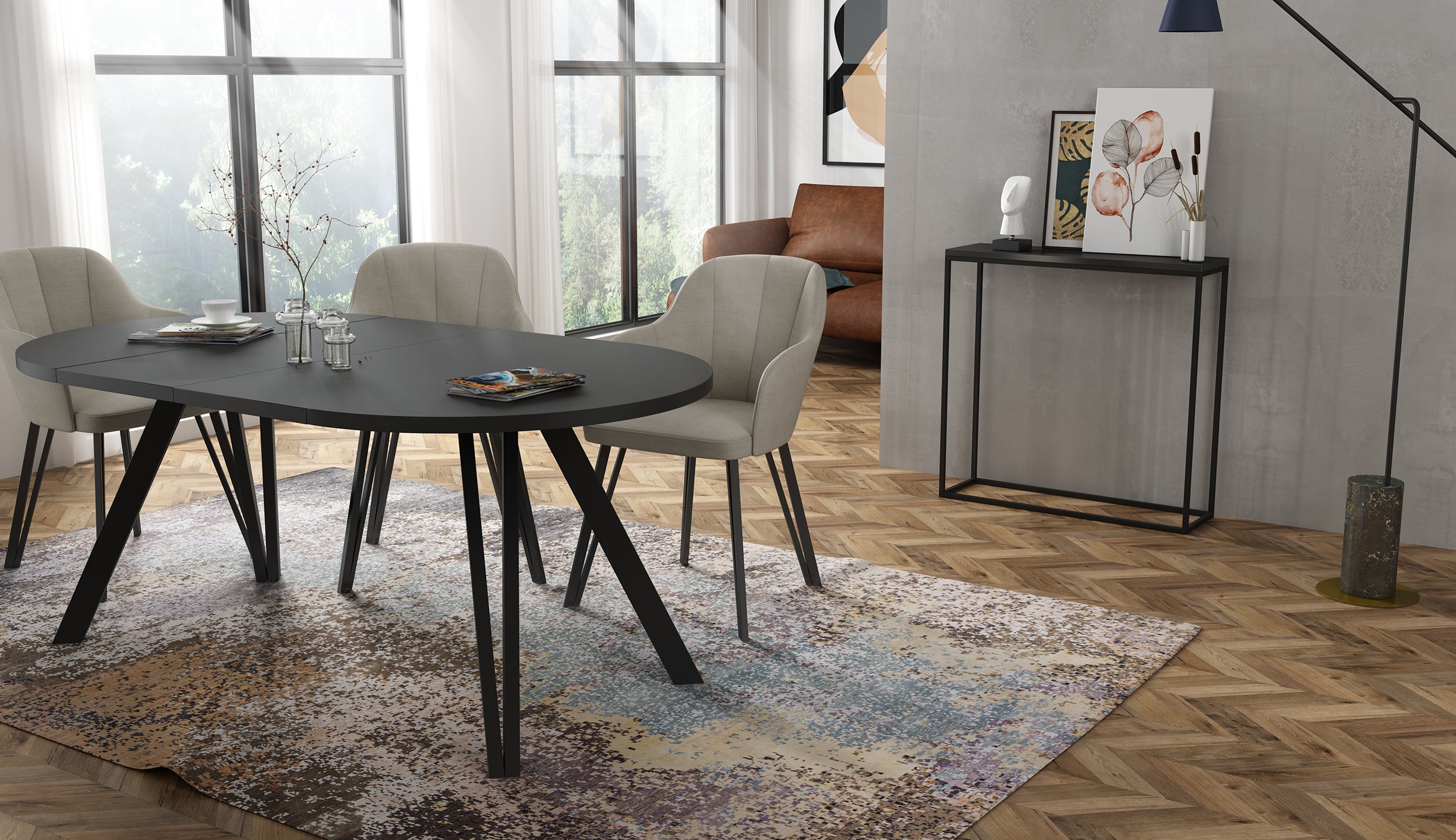 Stół rozkładany do jadalni Nuuvel 100-180x100 cm czarny