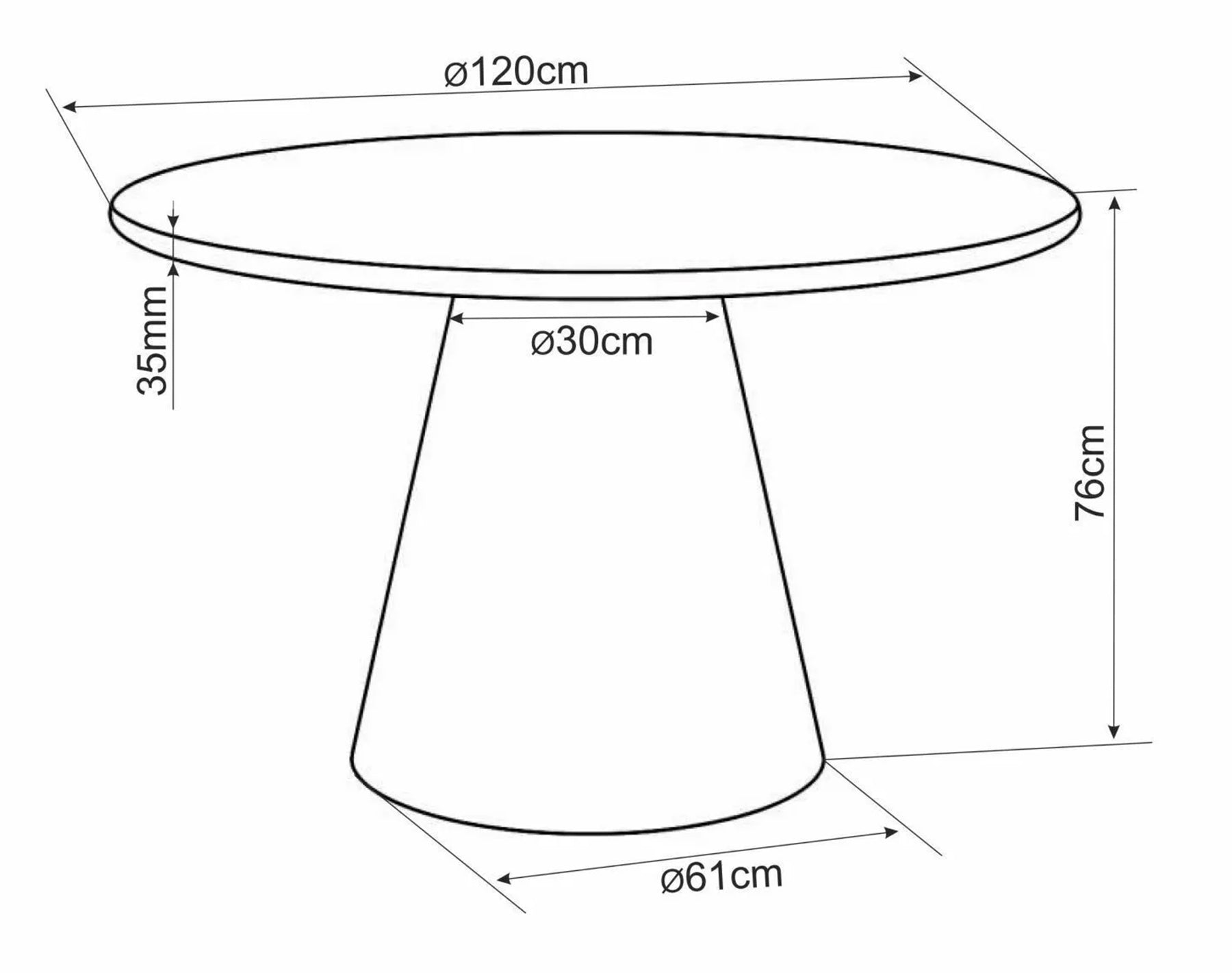 Stół do jadalni Conova okrągły 120 cm jasnoszary mikrocement