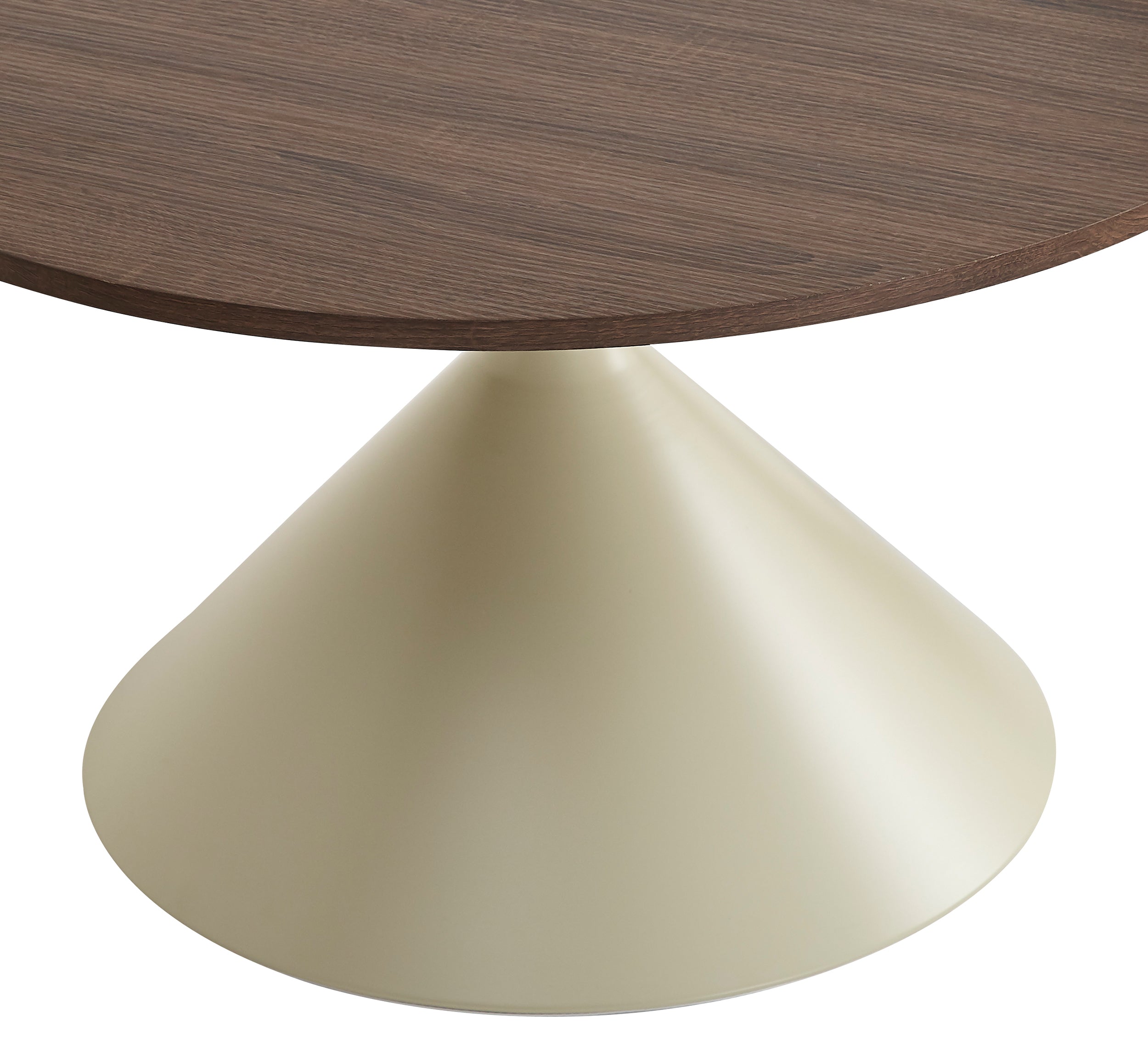 Zestaw stolików kawowych Adrize okrągłe 50 i 70 cm fornir orzech z beżową metalową podstawą