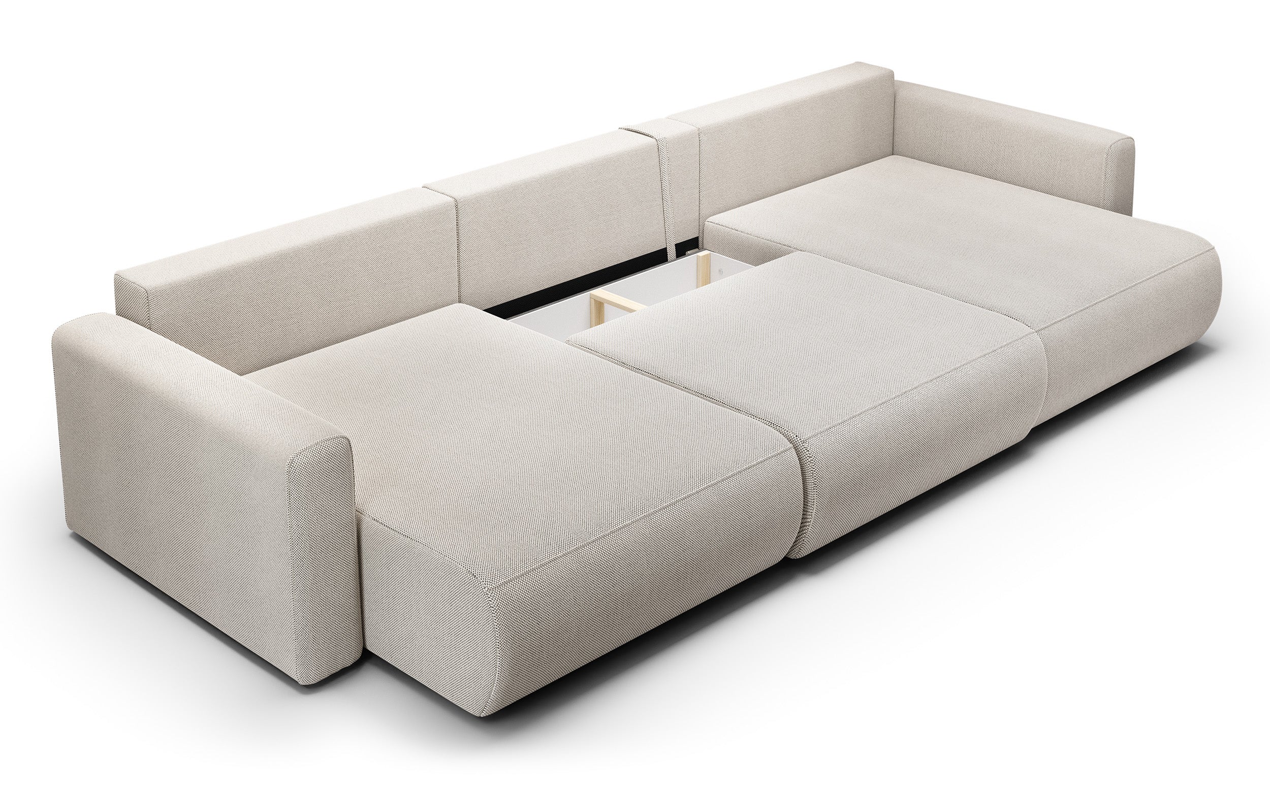 Narożnik z funkcją spania Ajwar U-kształtny z pojemnikiem jasnoszary szenil hydrofobowy uniwersalny