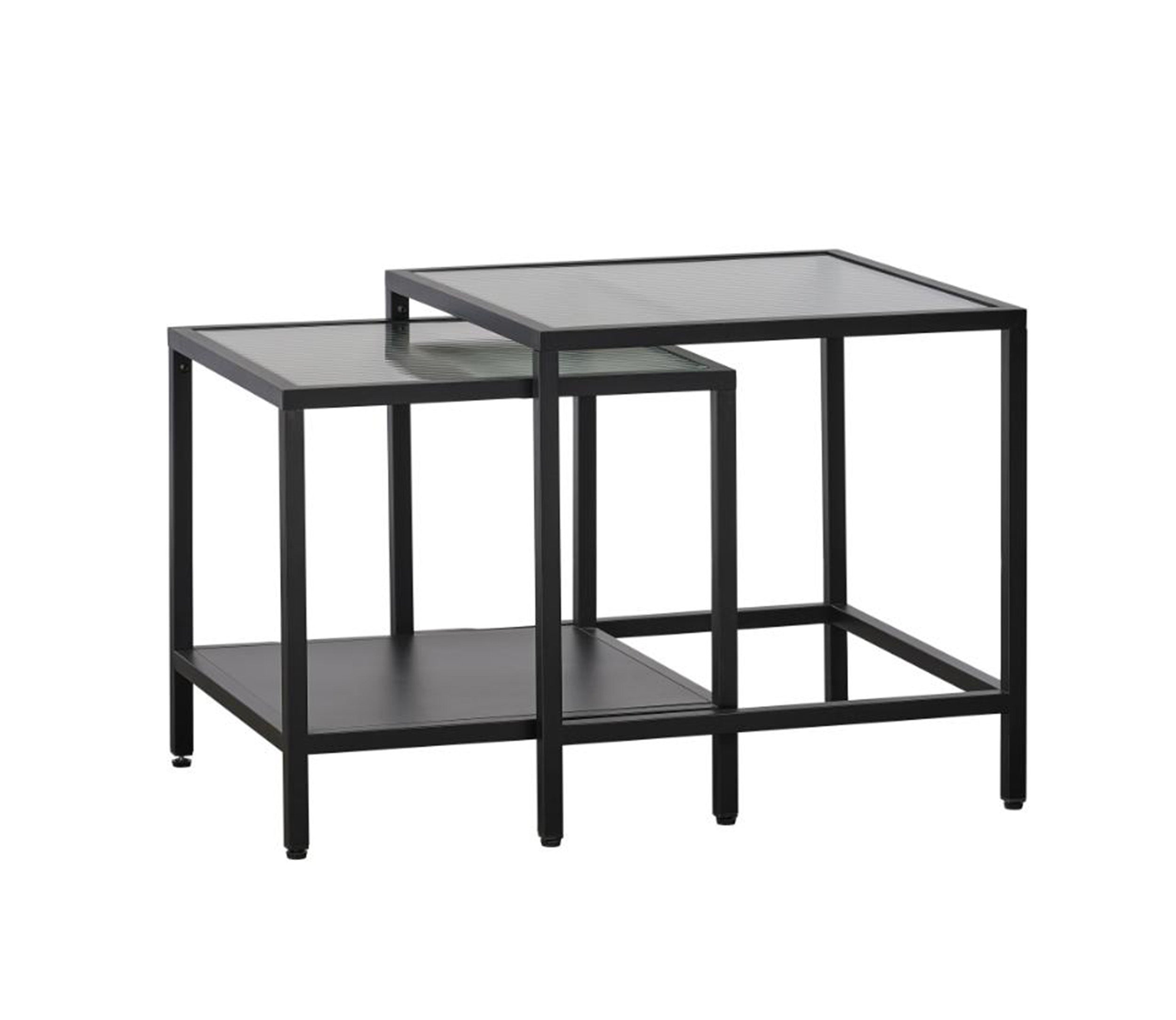 Zestaw stolików kawowych Avensunly przeszklone 50 cm czarne