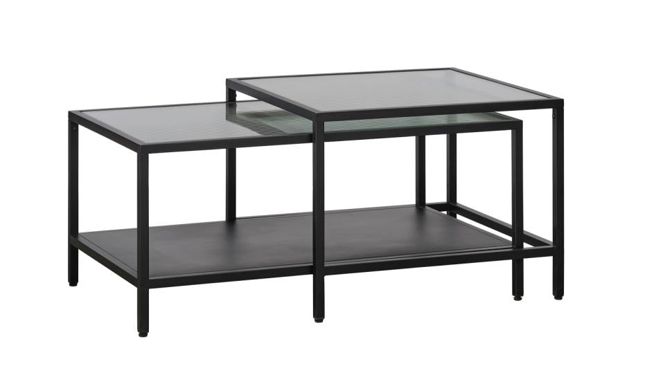 Zestaw stolików kawowych Avensunly przeszklone 90 cm czarne