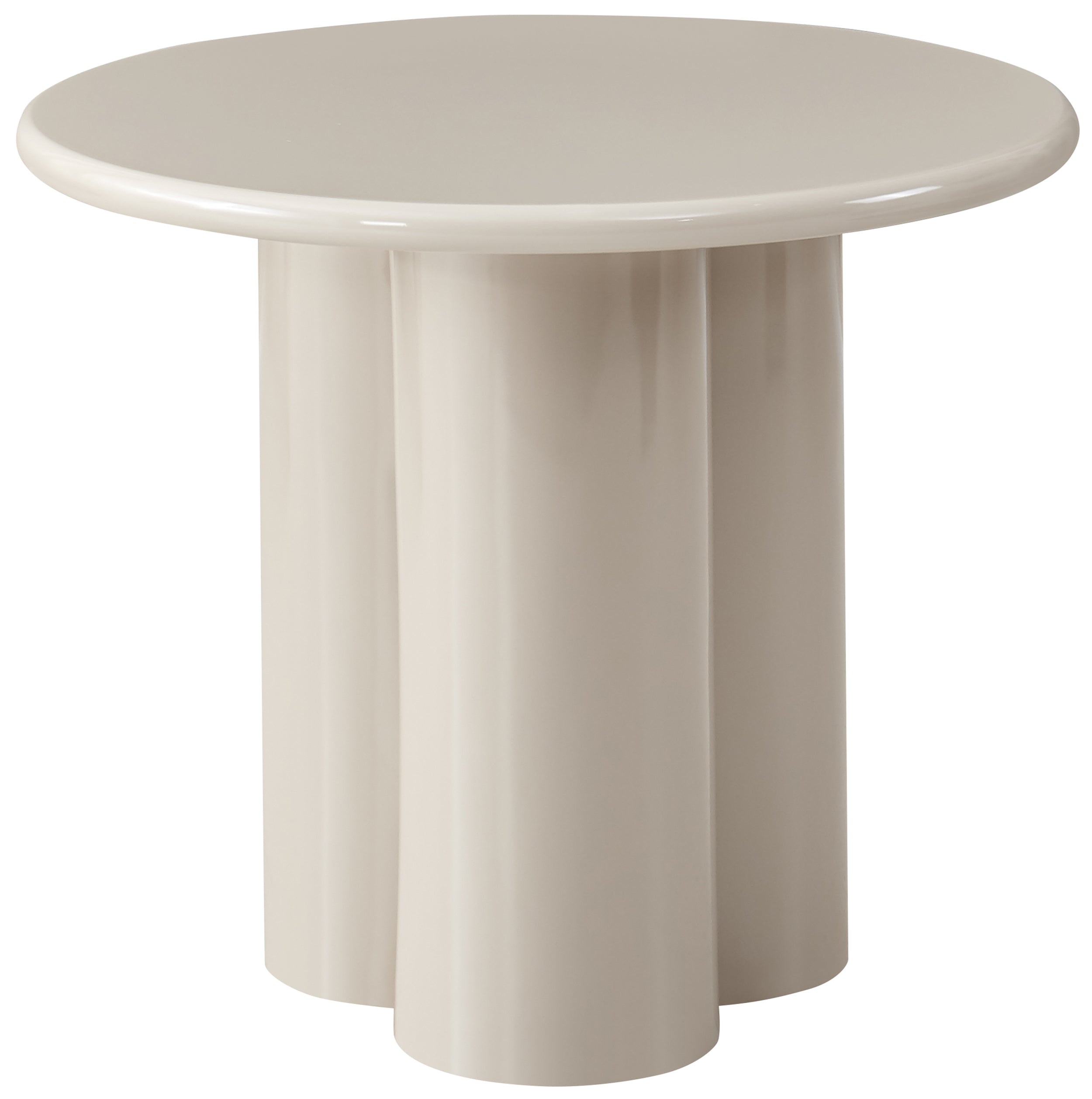Stolik kawowy Loccoli okrągły 60 cm jasnobeżowy wysoki połysk