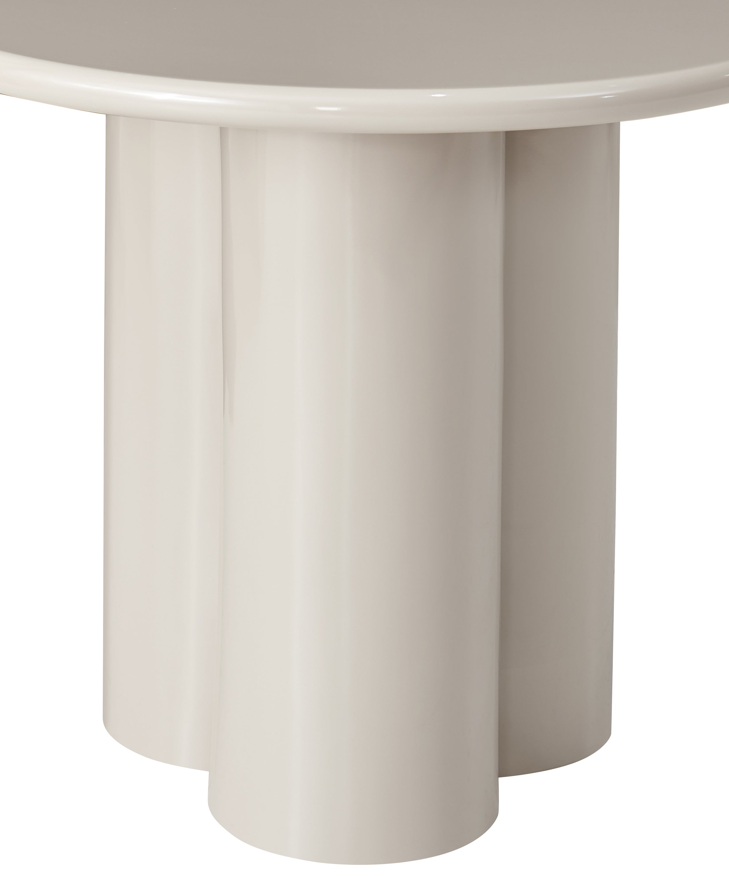 Stolik kawowy Loccoli okrągły 60 cm jasnobeżowy wysoki połysk