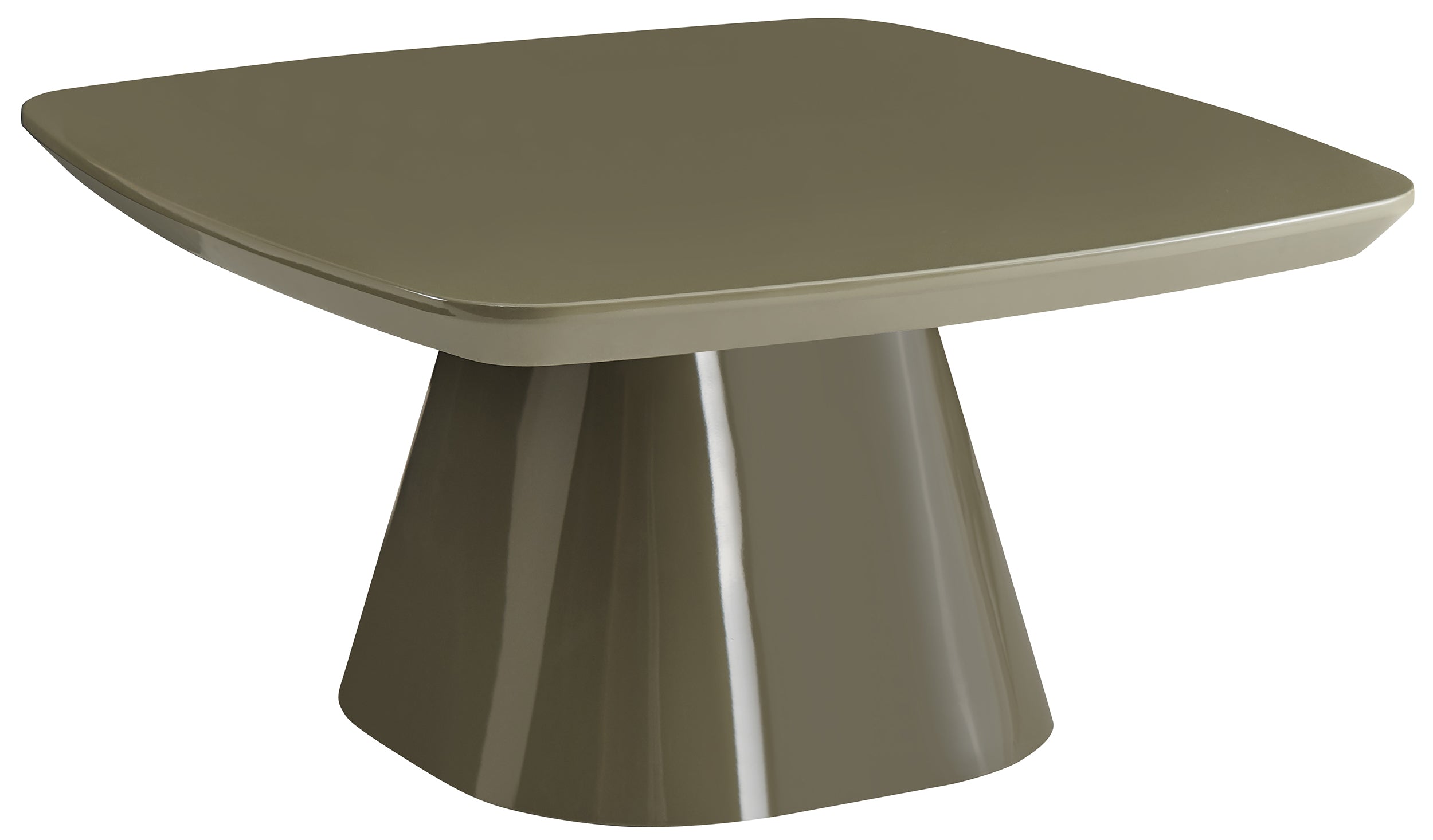 Stolik kawowy Adievent 80x80 cm oliwkowy wysoki połysk