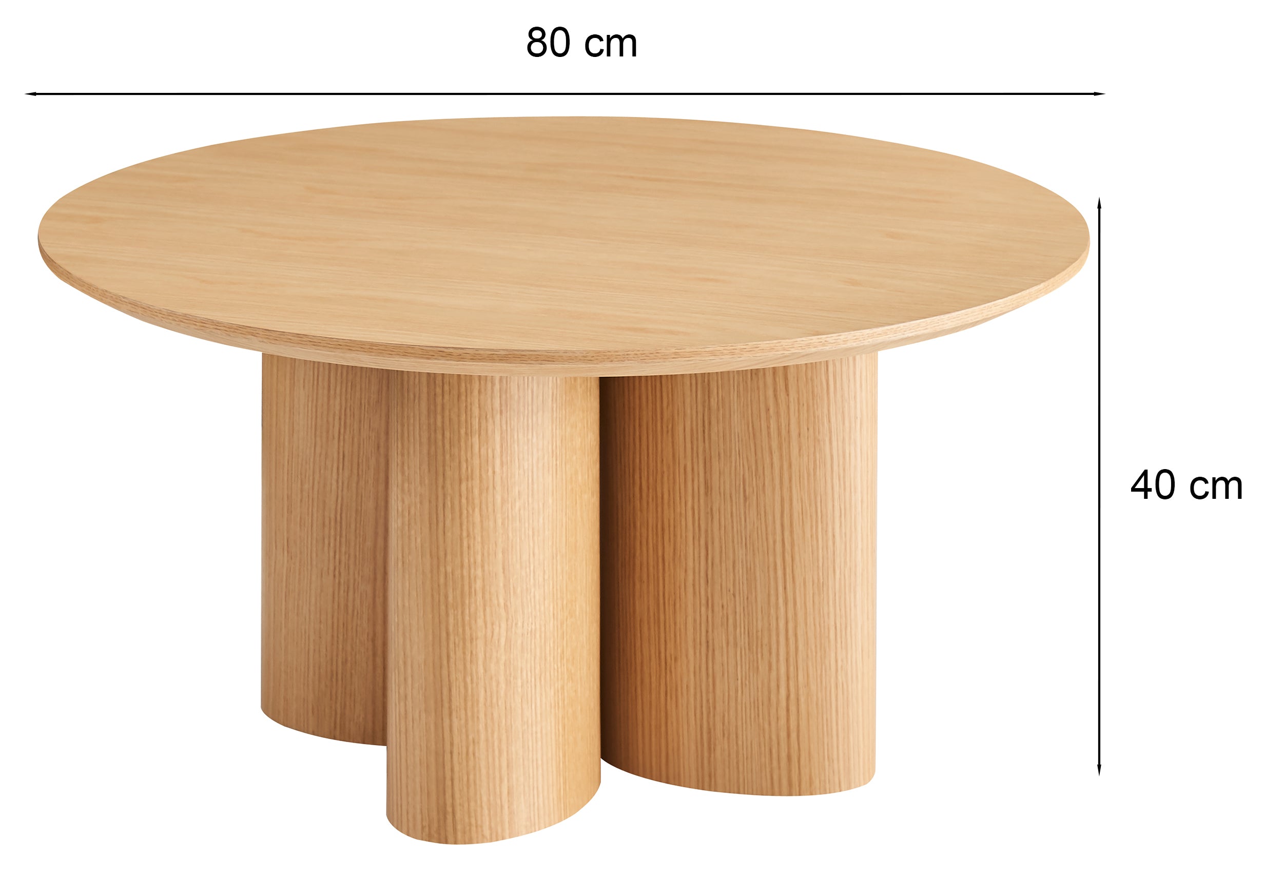 Stolik kawowy Etially okrągły 80 cm dąb naturalny fornir