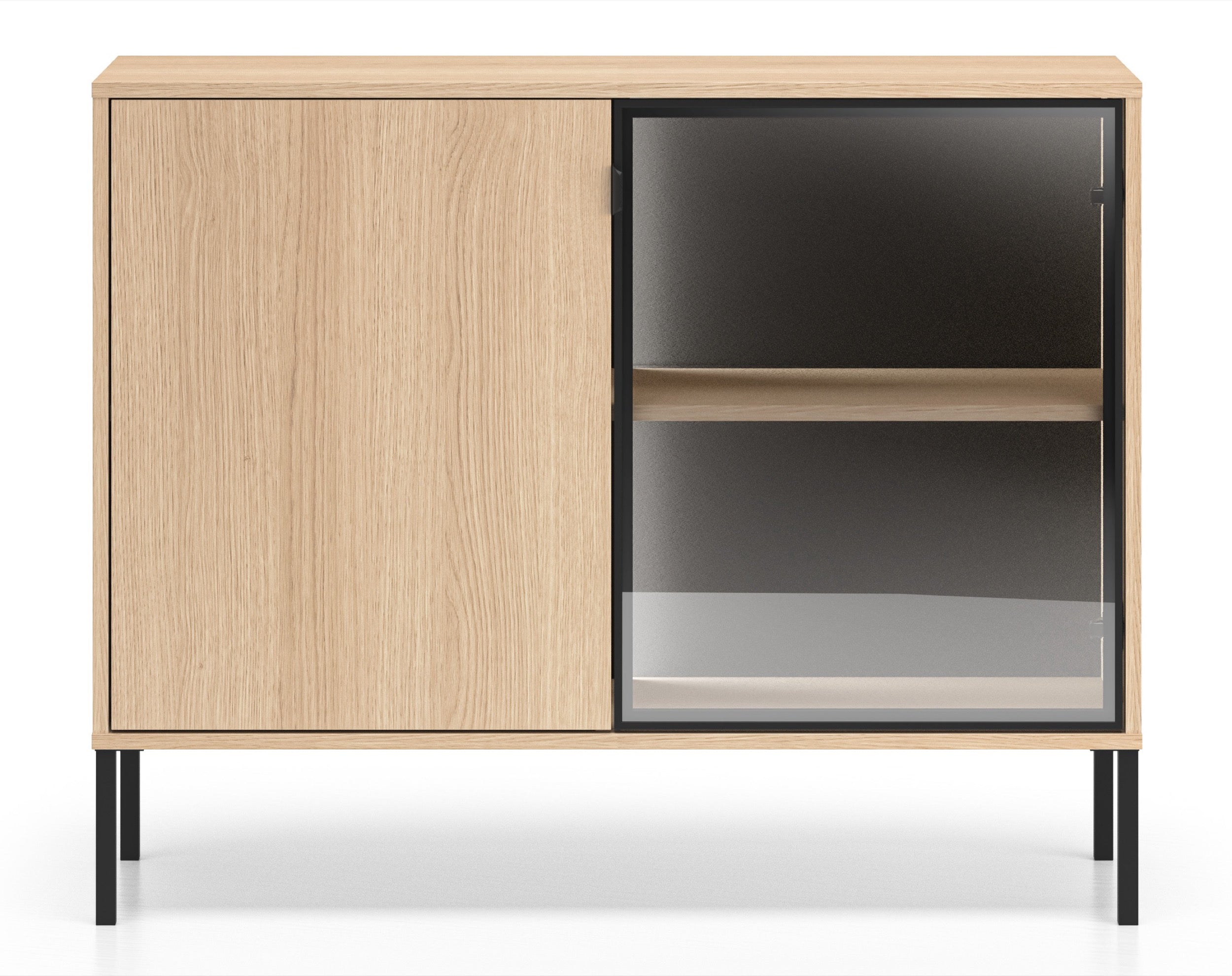 Komoda dwudrzwiowa Barnee z oświetleniem 107 cm dąb lindberg