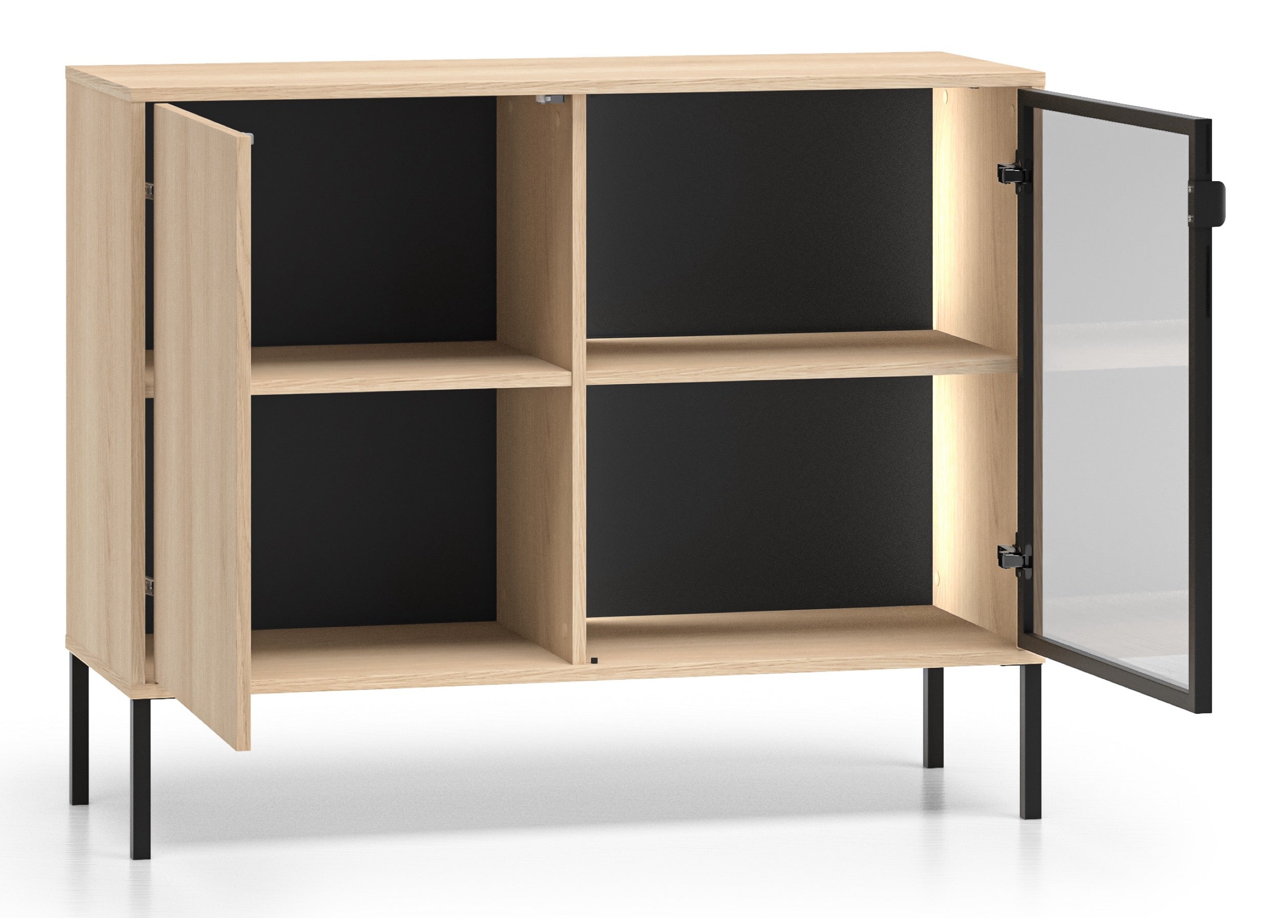 Komoda dwudrzwiowa Barnee z oświetleniem 107 cm dąb lindberg