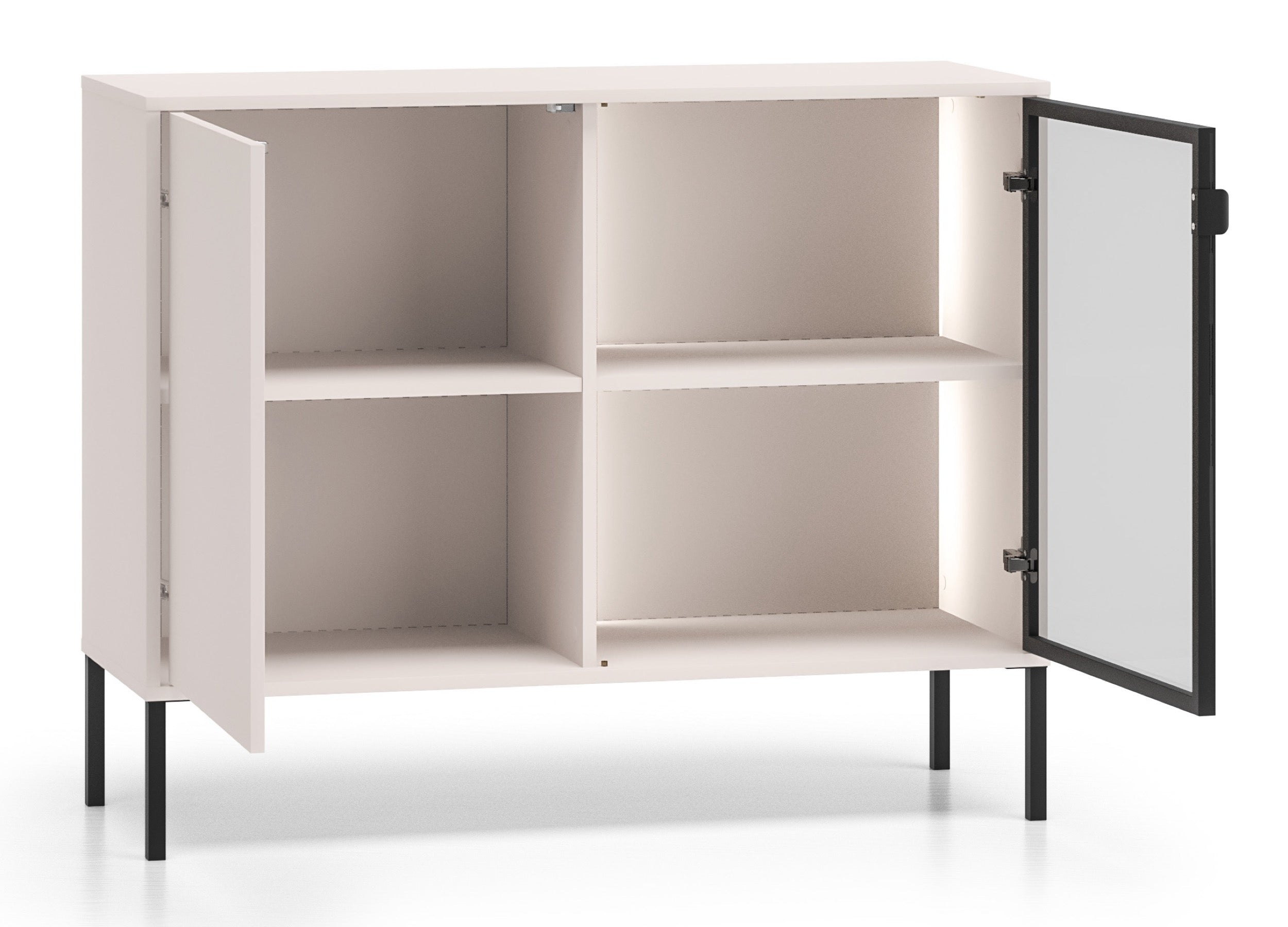 Komoda dwudrzwiowa Barnee z oświetleniem 107 cm kaszmir