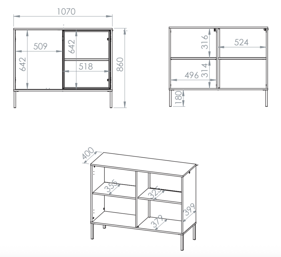 Komoda dwudrzwiowa Barnee z oświetleniem 107 cm dąb lindberg