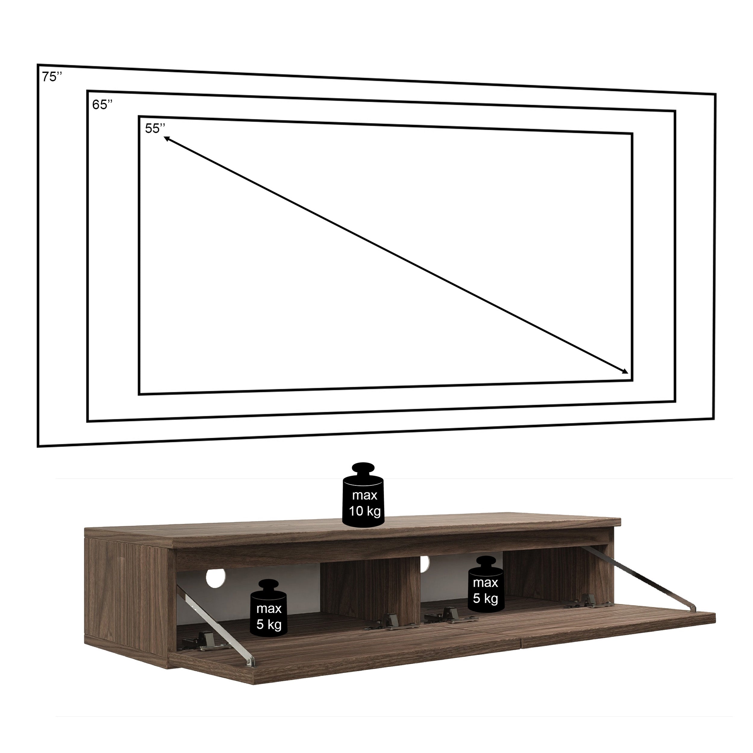 Szafka RTV Bemmi Slim wisząca 100 cm orzech wisconsin