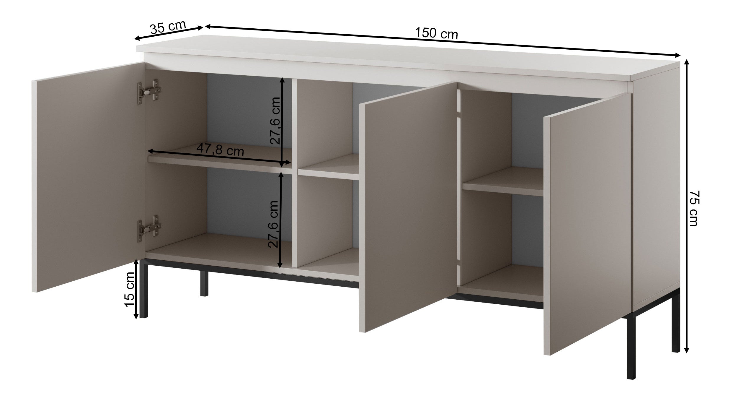 Komoda trzydrzwiowa Bemmi 150 cm kaszmir