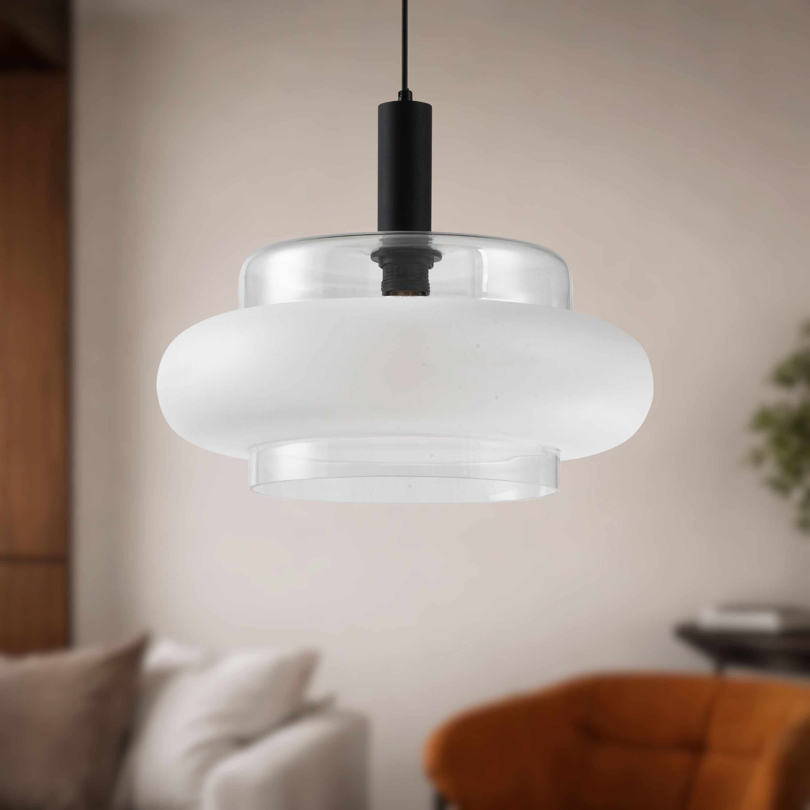 Lampa wisząca Brizi czarna E27 40W z mrożonym kloszem
