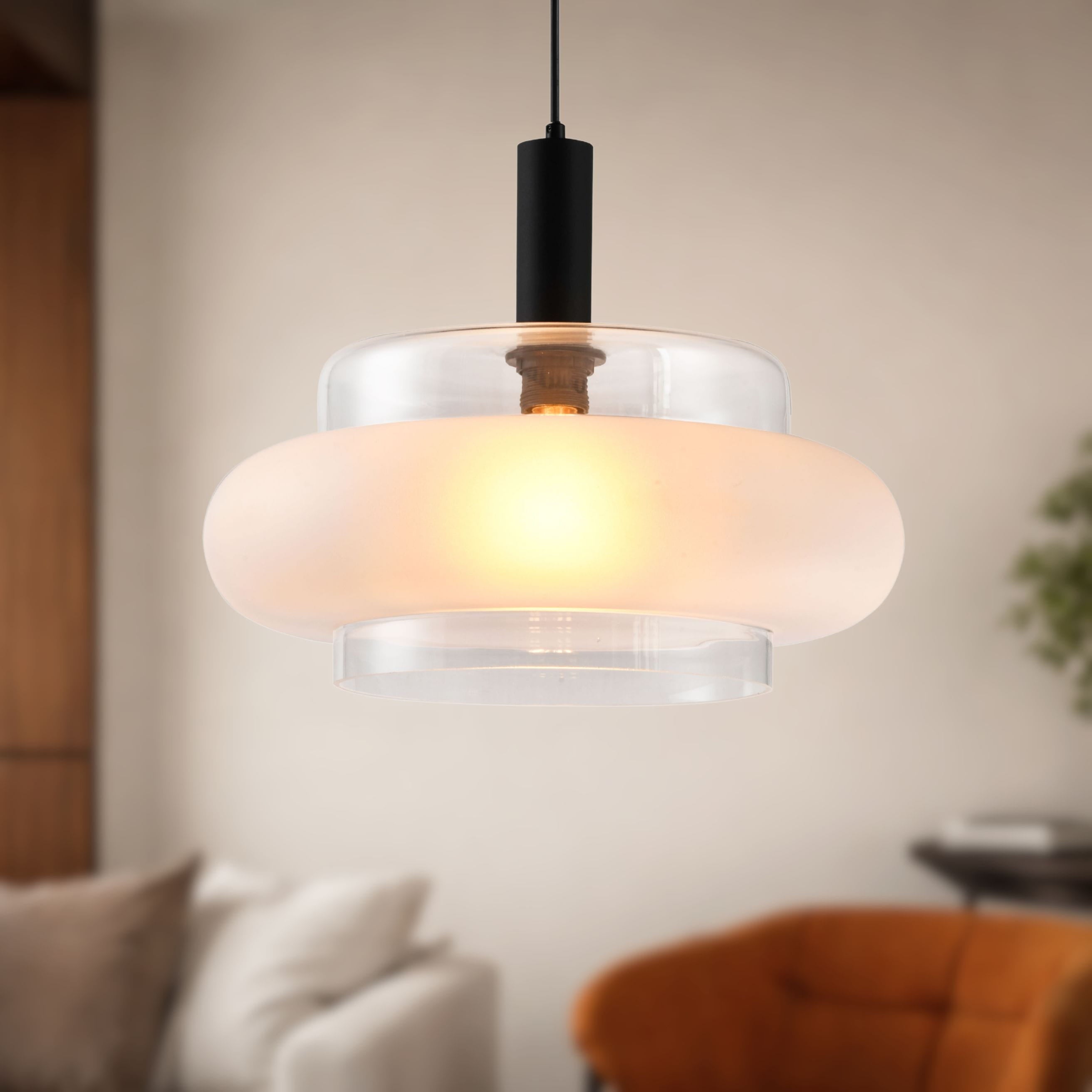 Lampa wisząca Brizi czarna E27 40W z mrożonym kloszem