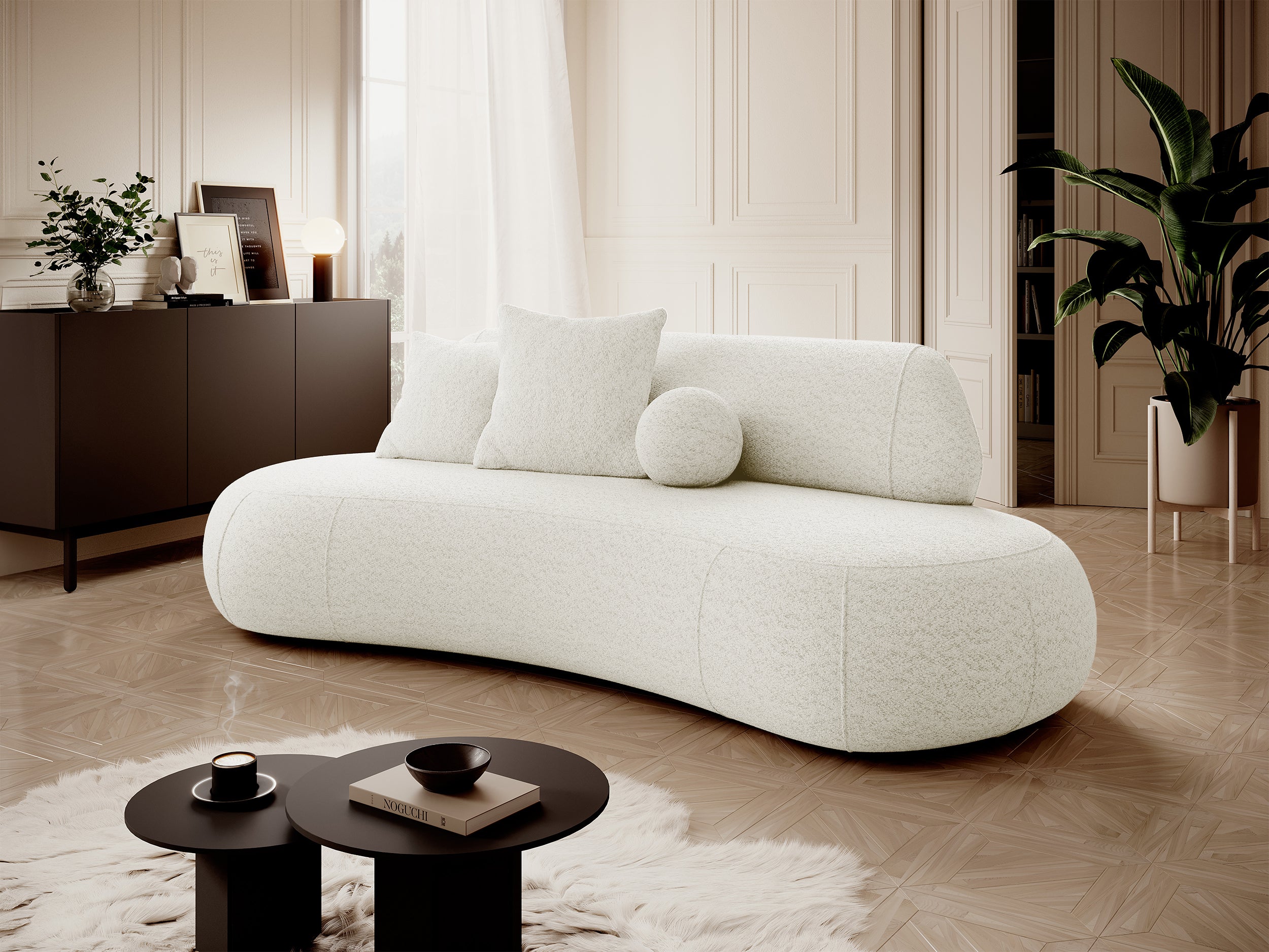 Sofa trzyosobowa Balme kremowa boucle
