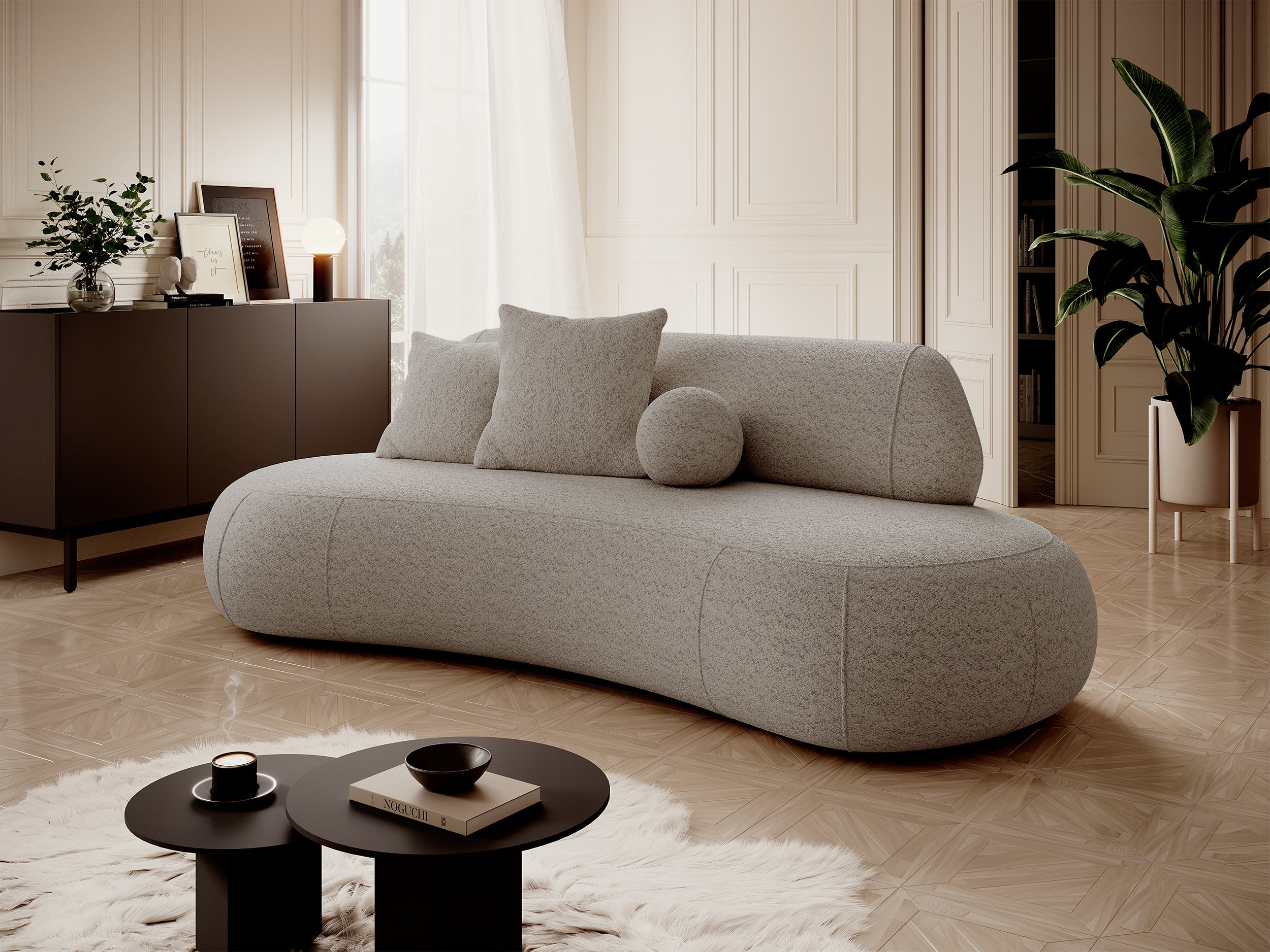 Sofa trzyosobowa Balme beżowa boucle