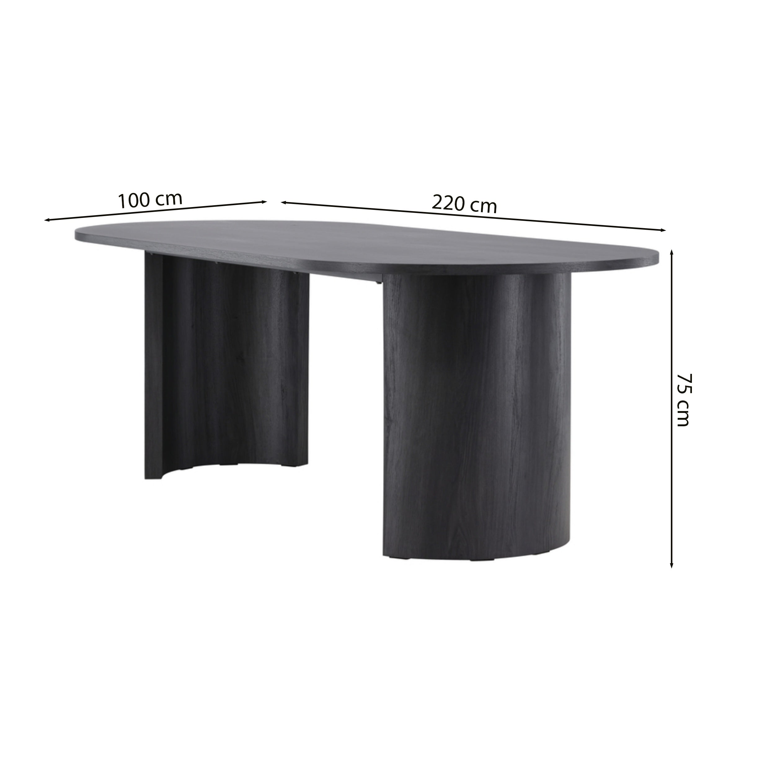Stół do jadalni Grundsund z owalnym blatem 220x100 cm dąb czarny