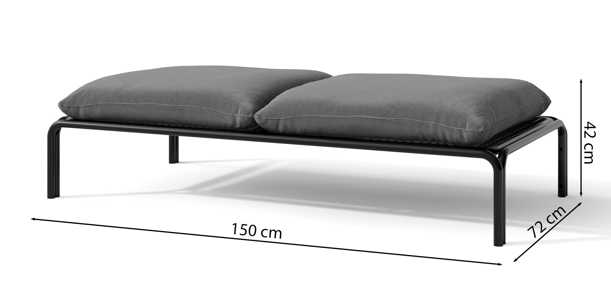 Pufa ogrodowa Worcully 150x72 cm w tkaninie hydrofobowej beżowa/ czarny stelaż