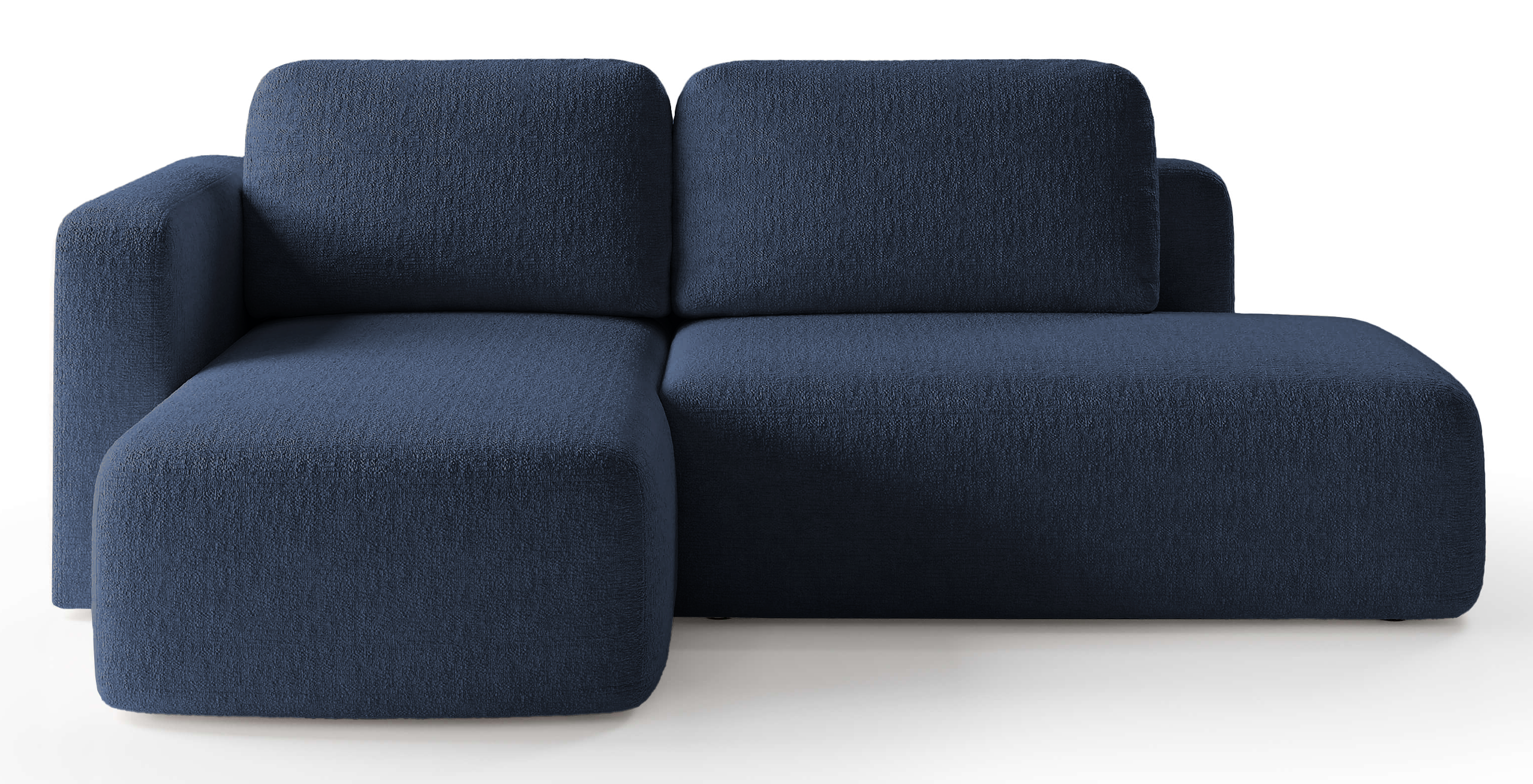 Narożnik z funkcją spania Blavio L-kształtny lewostronny z pojemnikiem granatowy szenil