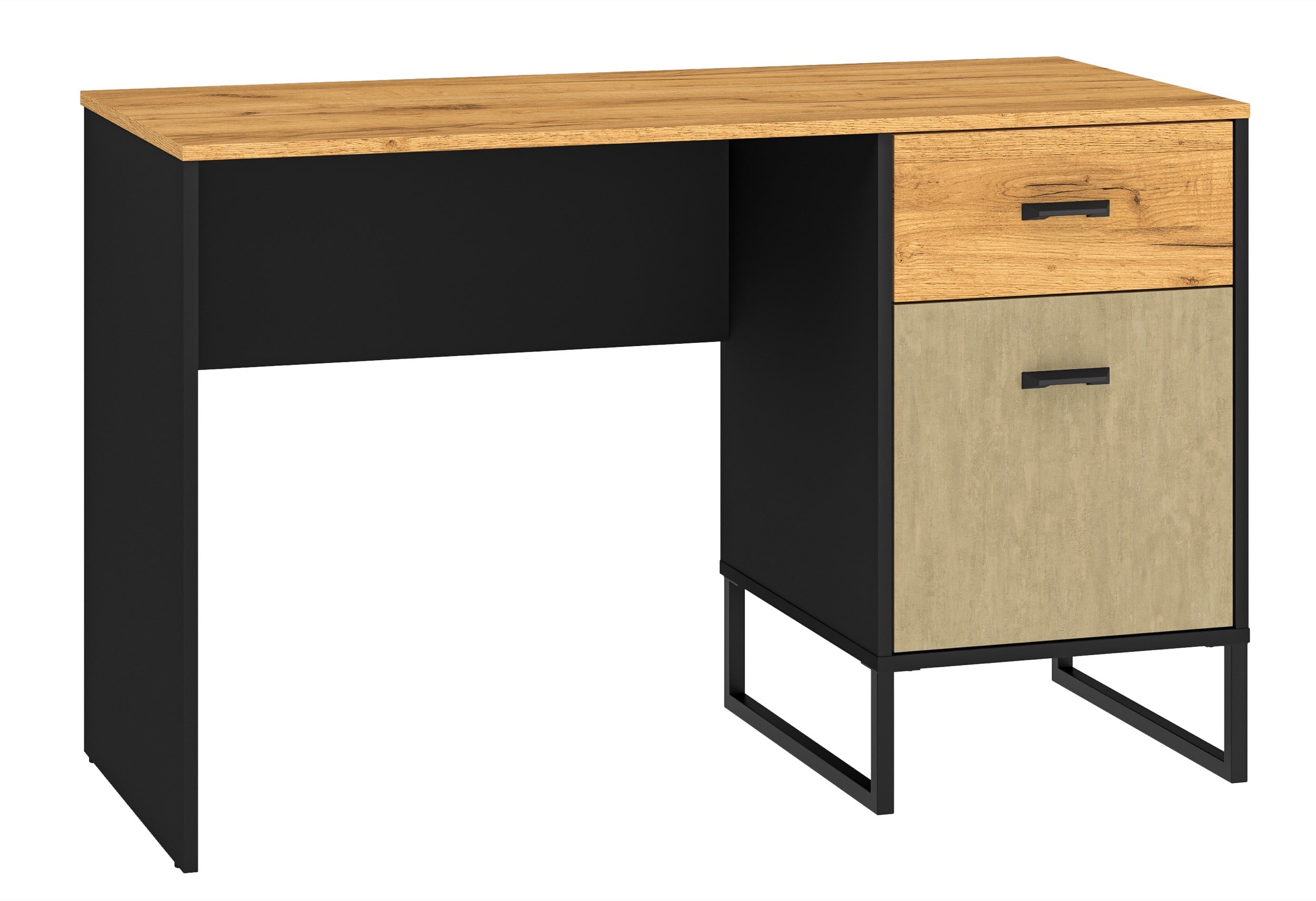 Biurko młodzieżowe Colt z szafką i szufladą 120x54 cm dąb craft/czarny/stal