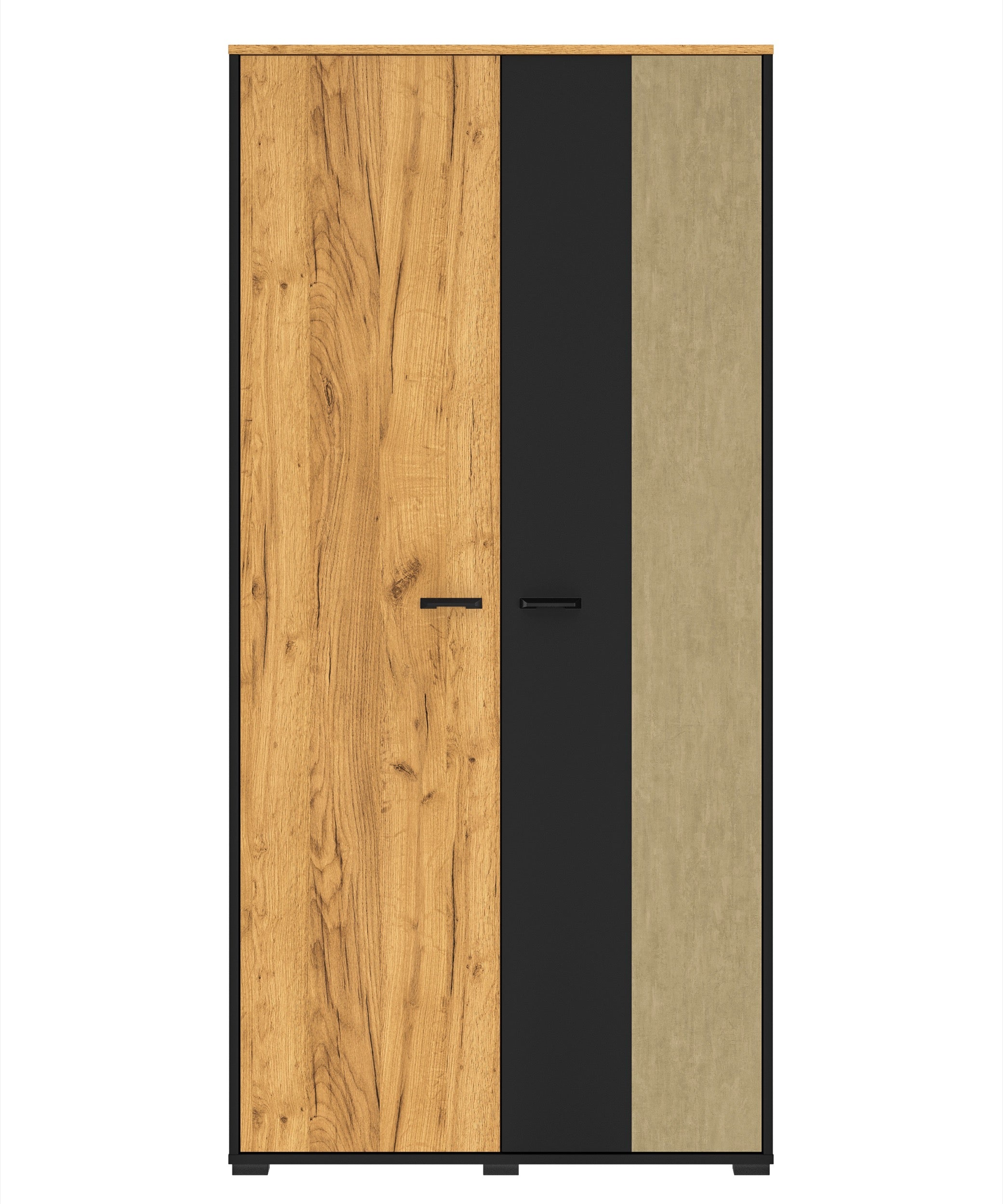 Szafa młodzieżowa dwudrzwiowa Colt z drążkami i półkami 90 cm dąb craft/czarny/stal