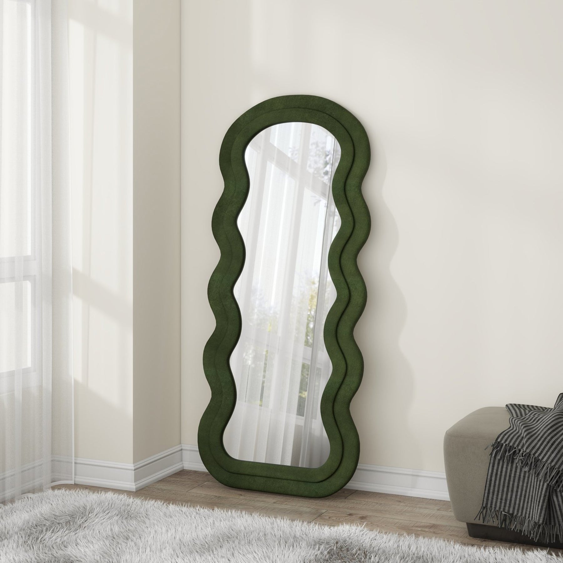 Lustro Confetto 160x70 cm w oliwkowej ramie