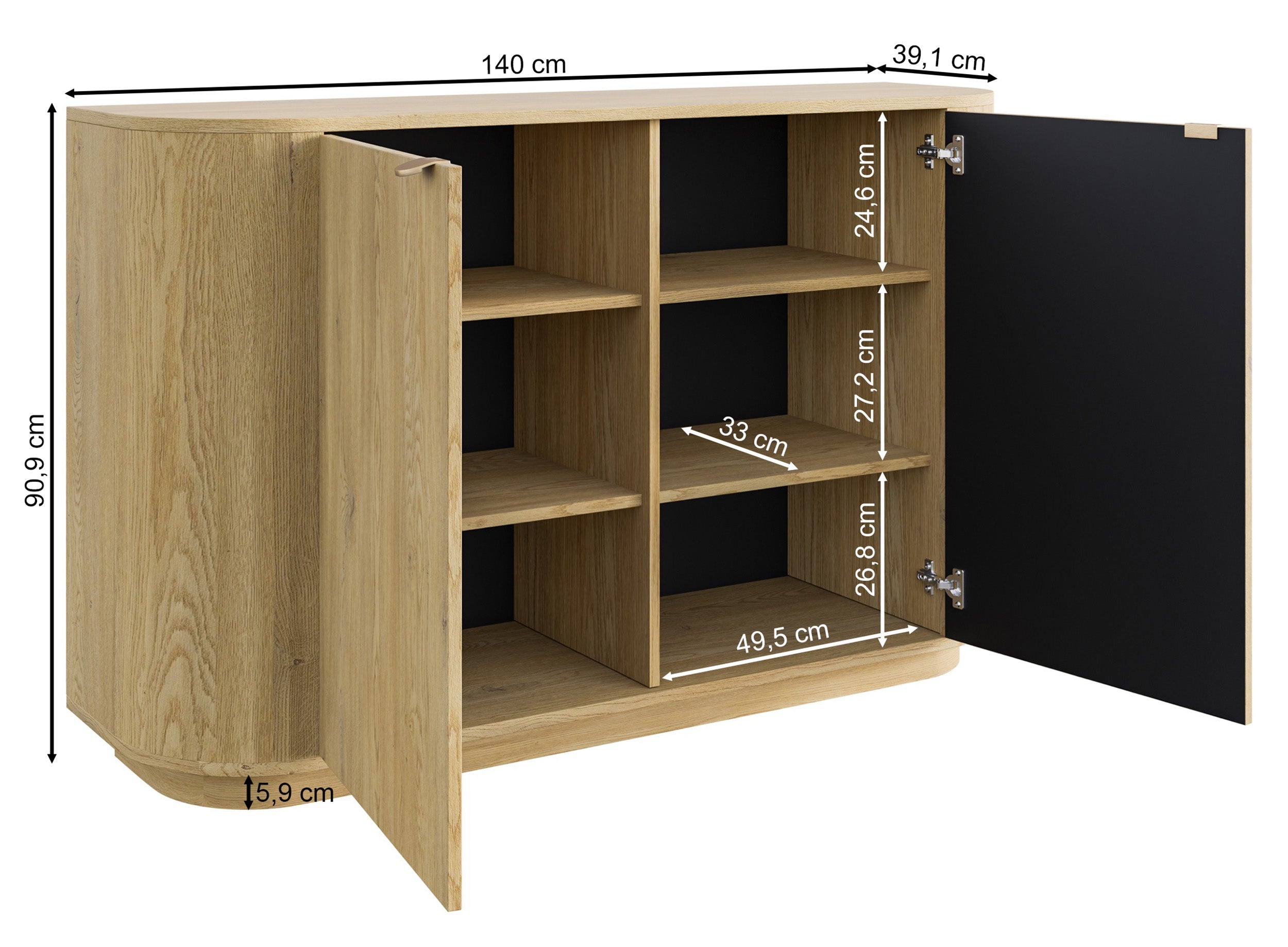 Komoda dwudrzwiowa Coru 140 cm dąb cremona torro