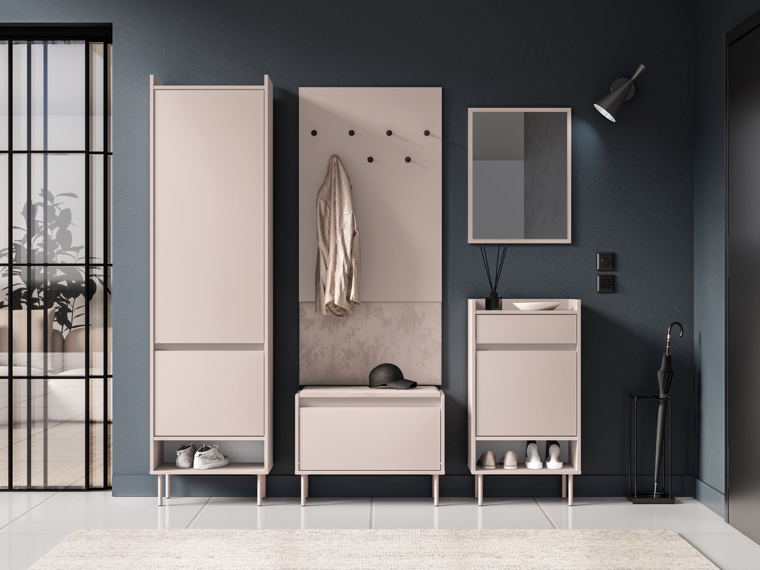 Szafka jednodrzwiowa na buty Dioce z szufladą 50 cm Kaszmir